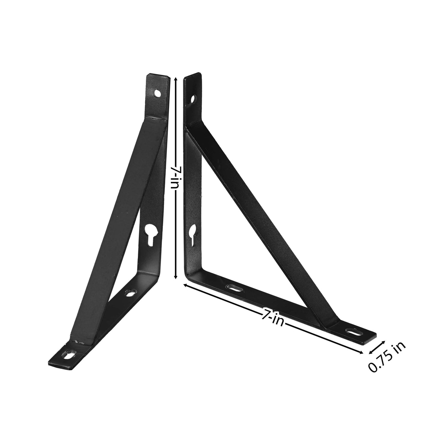 Foster Metal Triangle Shelf Bracket, Wall Mounted Shelving Brackets for Rustic Decors, Set of 2 (Black)