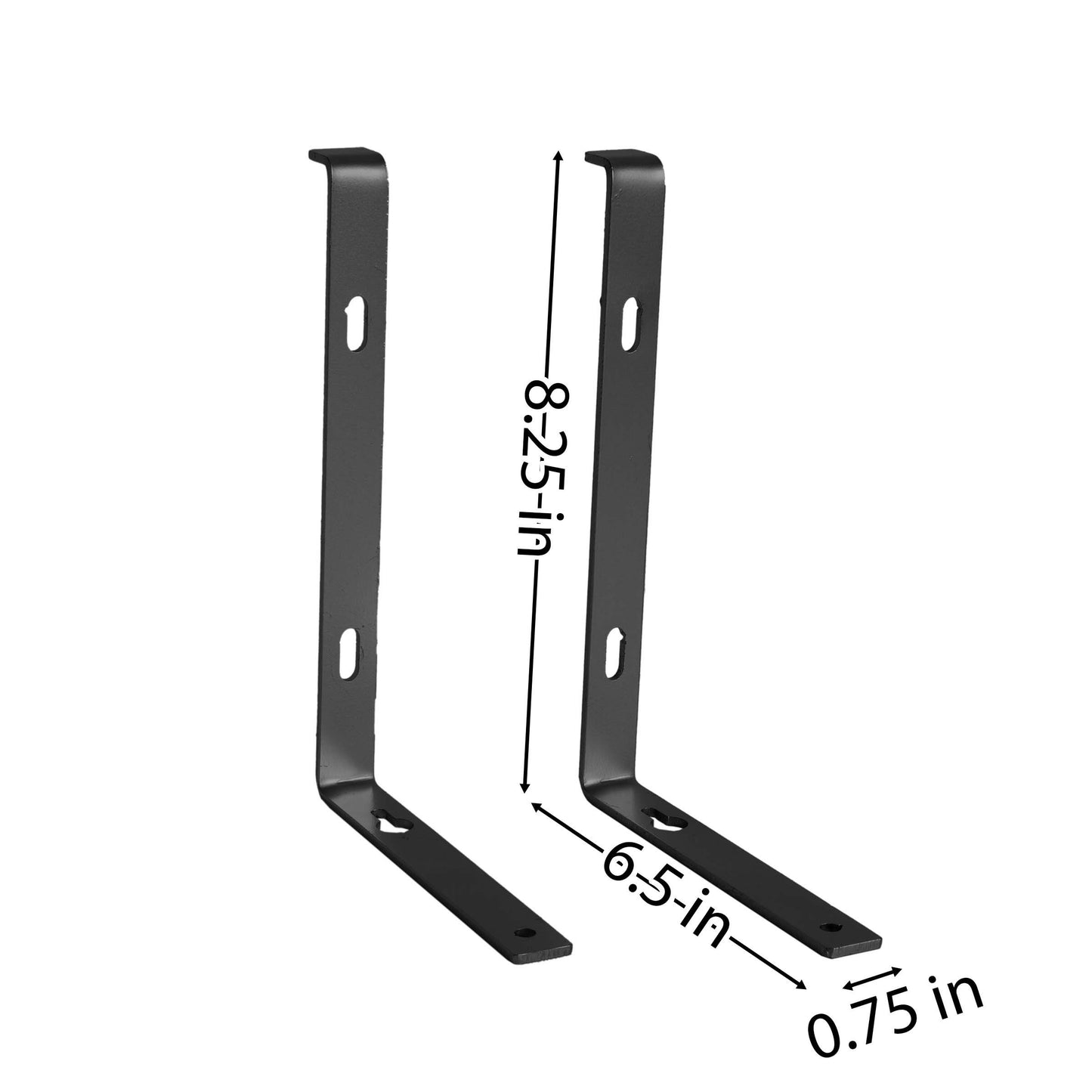 Foster Metal Shelf Bracket, Wall Mounted Shelving Brackets for Rustic Decors, Set of 2 (Black)