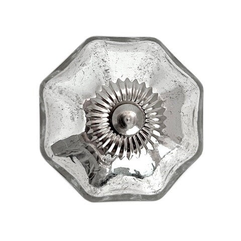 Mercury Glass Scallop Cabinet Knobs 6 Pack Knobs for Cabinets and Drawers, Closet Door Knobs, Drawer Pulls and Knobs with Mounting Screws