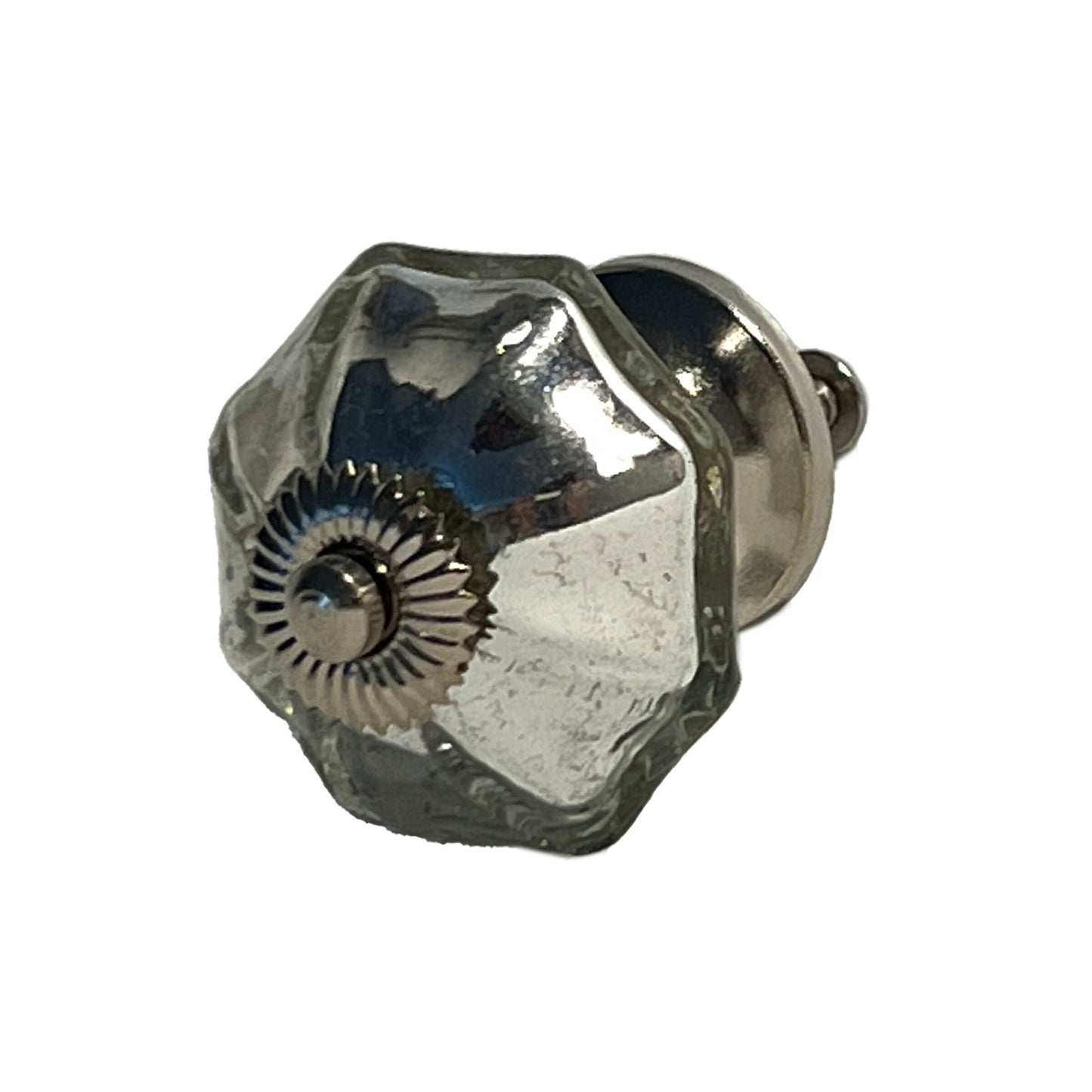 Mercury Glass Scallop Cabinet Knobs 6 Pack Knobs for Cabinets and Drawers, Closet Door Knobs, Drawer Pulls and Knobs with Mounting Screws