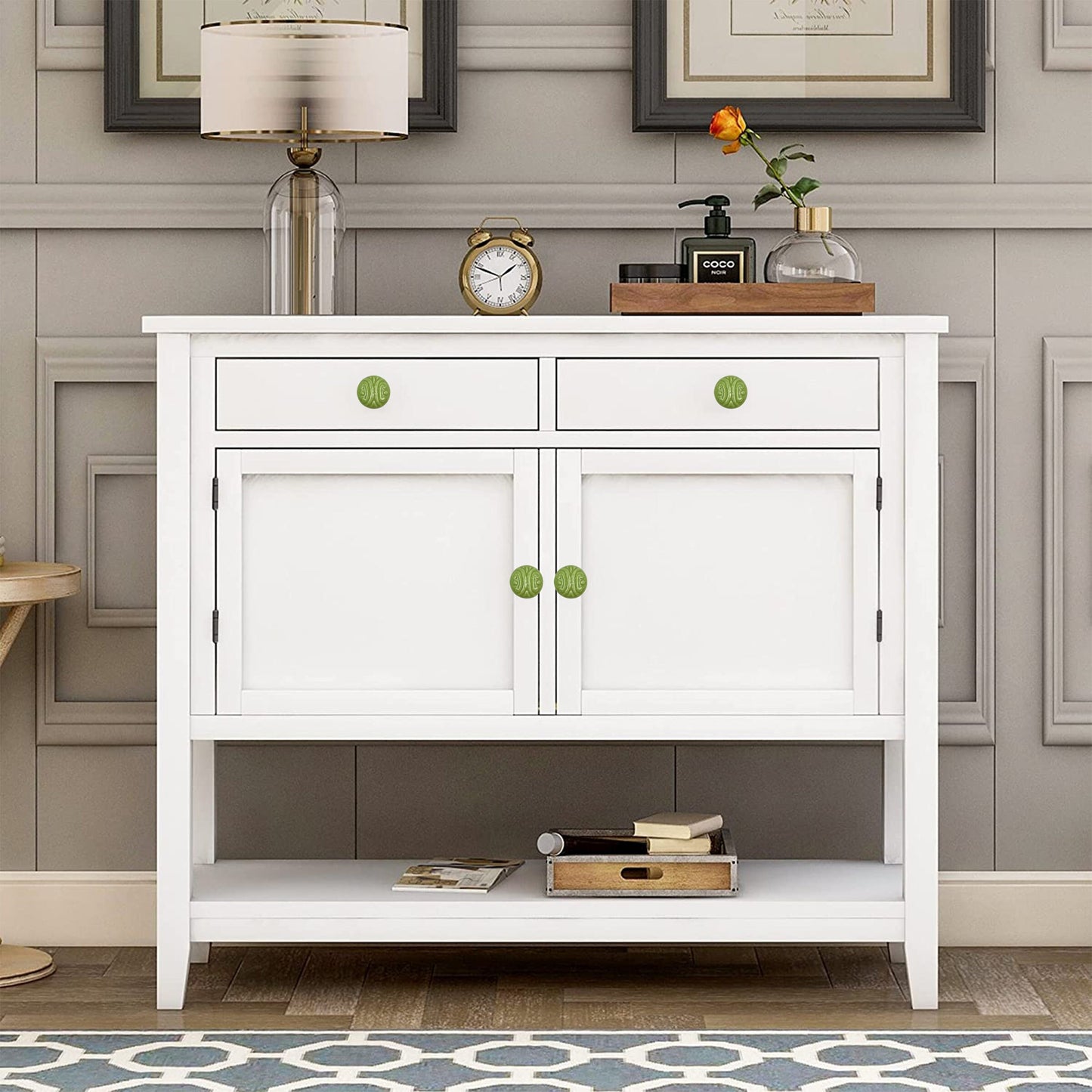 Ceramic Embossed Cabinet Knobs 6 Pack Knobs for Cabinets and Drawers, Closet Door Knobs, Drawer Pulls and Knobs with Mounting Screws