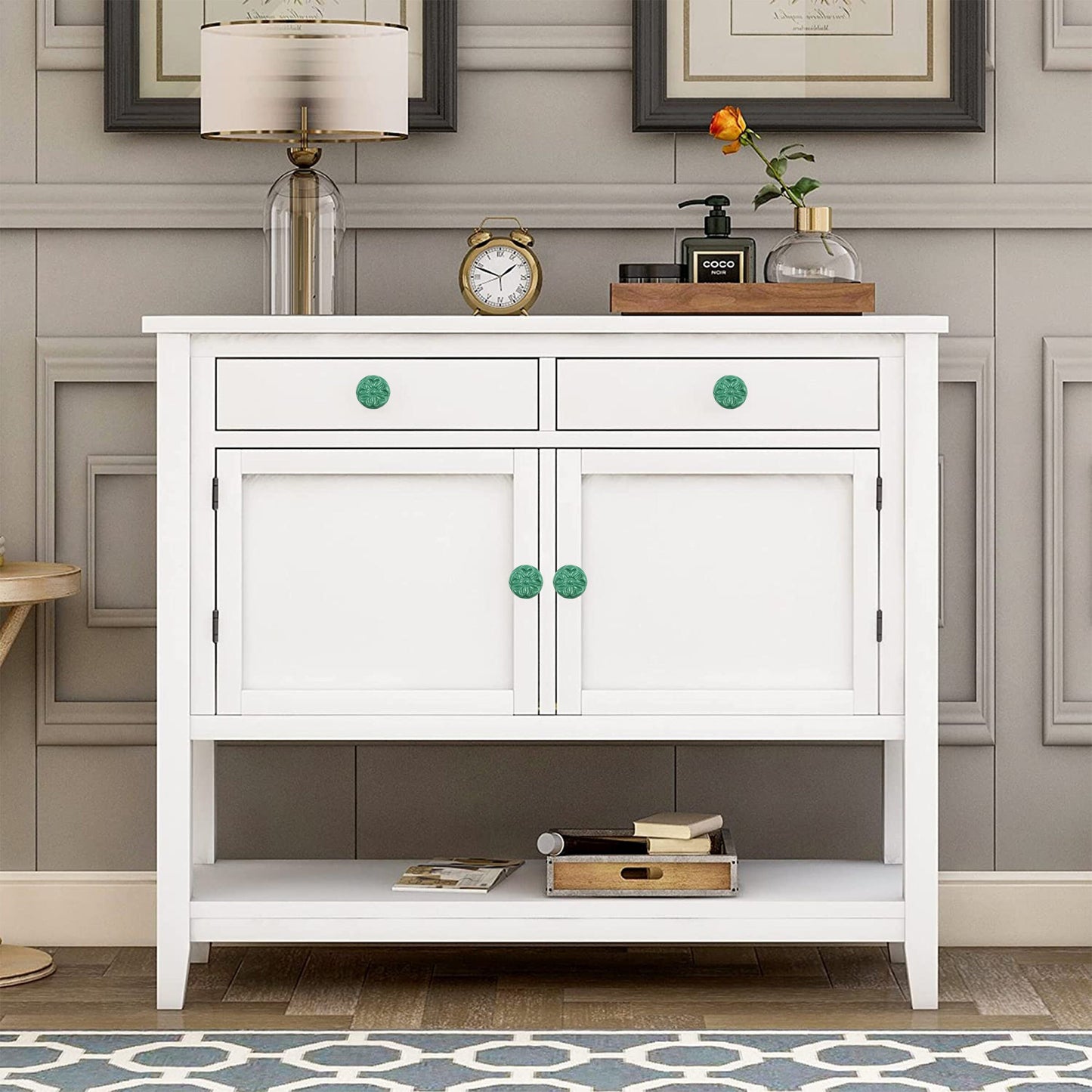 Ceramic Clover Cabinet Knobs 6 Pack Knobs for Cabinets and Drawers, Closet Door Knobs, Drawer Pulls and Knobs with Mounting Screws