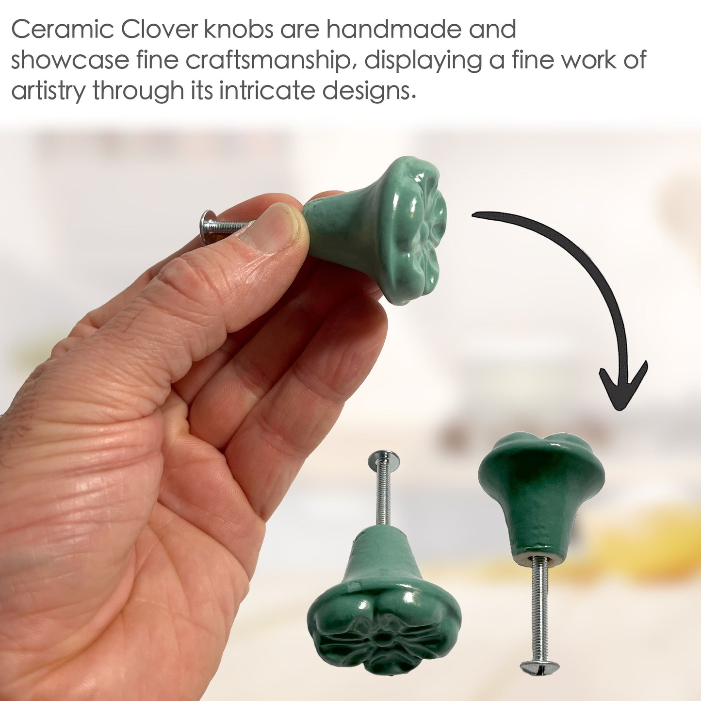 Ceramic Clover Cabinet Knobs 6 Pack Knobs for Cabinets and Drawers, Closet Door Knobs, Drawer Pulls and Knobs with Mounting Screws