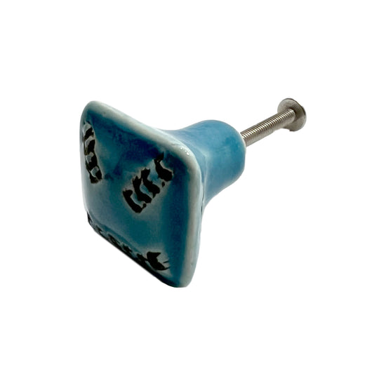 Ceramic Distressed Square Cabinet Knobs 6 Pack for Cabinets and Drawers, Closet Door Knobs, Drawer Pulls and Knobs with Mounting Screws