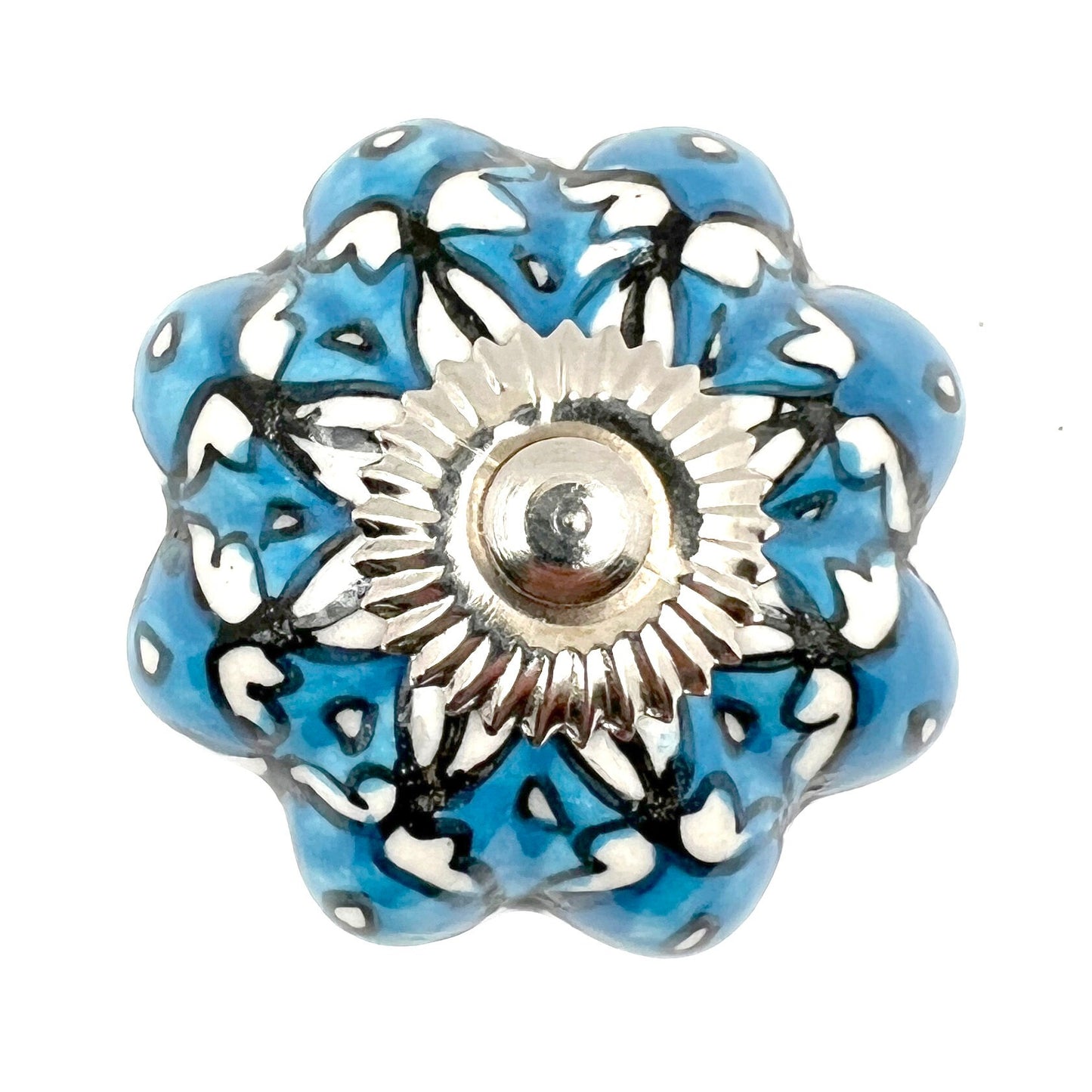 Ceramic Per Flrl Scallop Cabinet Knobs 6 Pack Knobs for Cabinets and Drawers, Closet Door Knobs, Drawer Pulls and Knobs with Mounting Screws