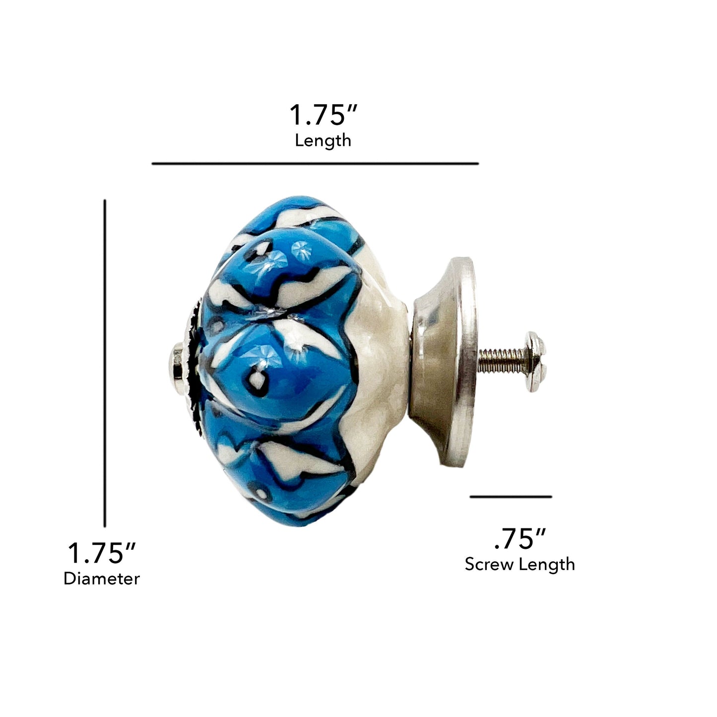 Ceramic Per Flrl Scallop Cabinet Knobs 6 Pack Knobs for Cabinets and Drawers, Closet Door Knobs, Drawer Pulls and Knobs with Mounting Screws