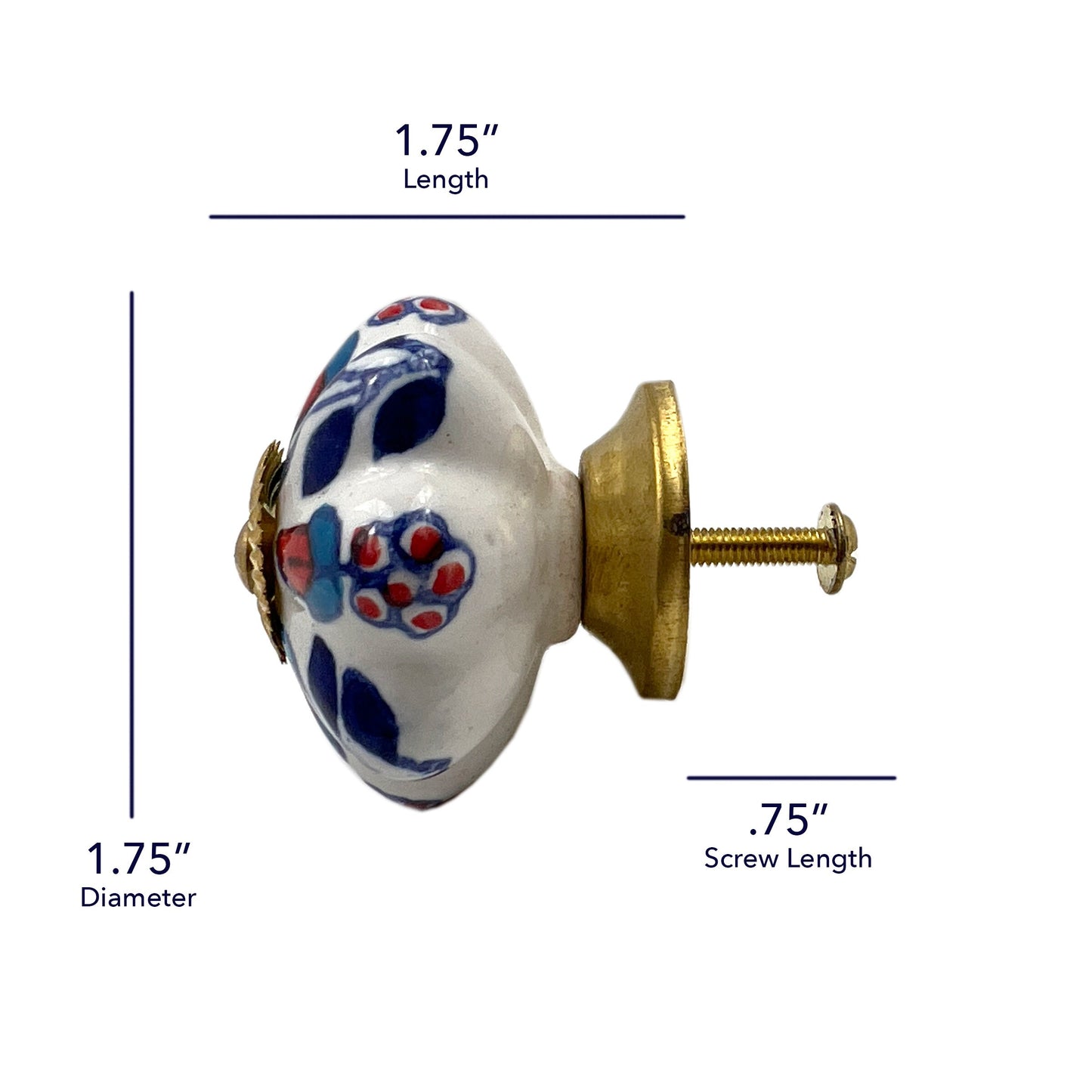 Ceramic Floral Scallop Cabinet Knobs 6 Pack Knobs for Cabinets and Drawers, Closet Door Knobs, Drawer Pulls and Knobs with Mounting Screws