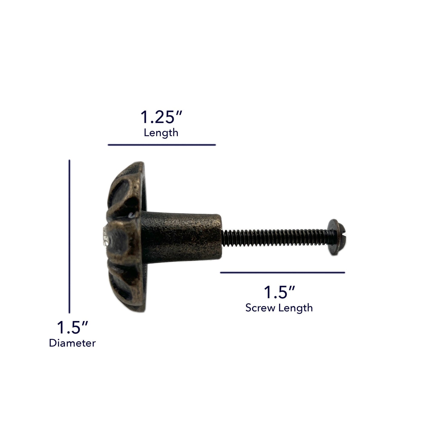 Cast Iron Rhinest Flower Cabinet Knobs 6 Pack Knobs for Cabinets and Drawers, Closet Door Knobs, Drawer Pulls and Knobs with Mounting Screws