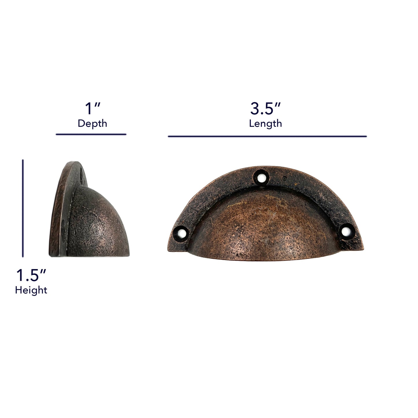 3 In Metal Half Moon Drawer Pull Bronze Set of 6, Kitchen Cabinet Knobs Dresser Knobs Drawer Knobs Handles
