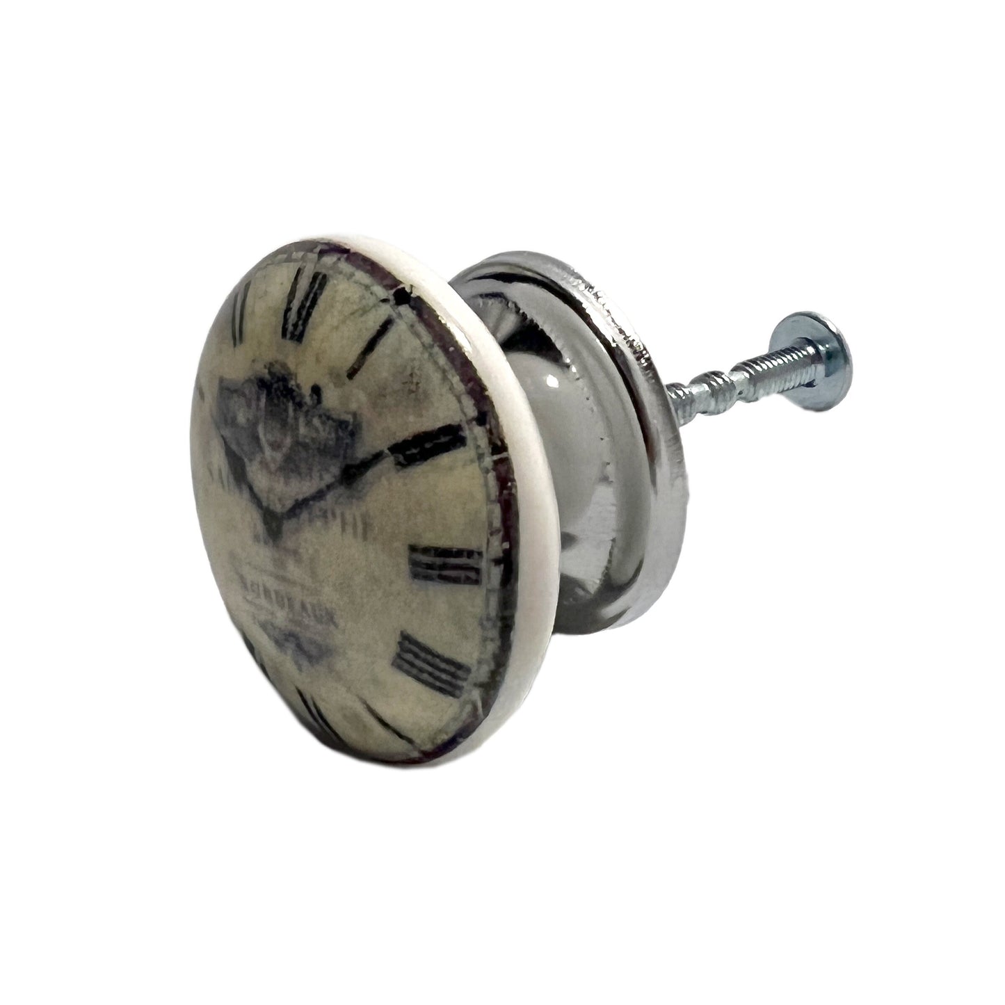 Ceramic Clock Face Cabinet Knobs 6 Pack Knobs for Cabinets and Drawers, Closet Door Knobs, Drawer Pulls and Knobs with Mounting Screws