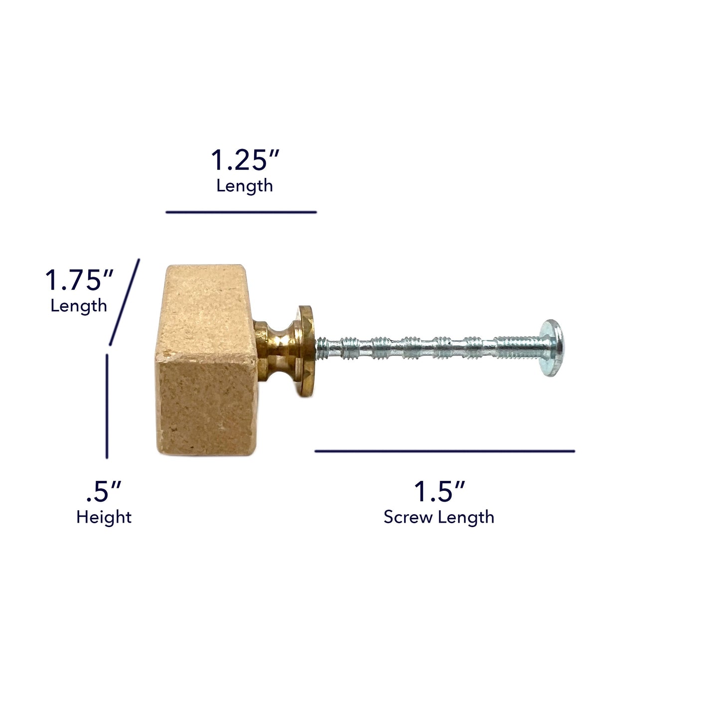 Stone Rectangle Cabinet Knobs 6 Pack Knobs for Cabinets and Drawers, Closet Knobs, Drawer Pulls and Knobs with Mounting Screws (Ocher Brown)