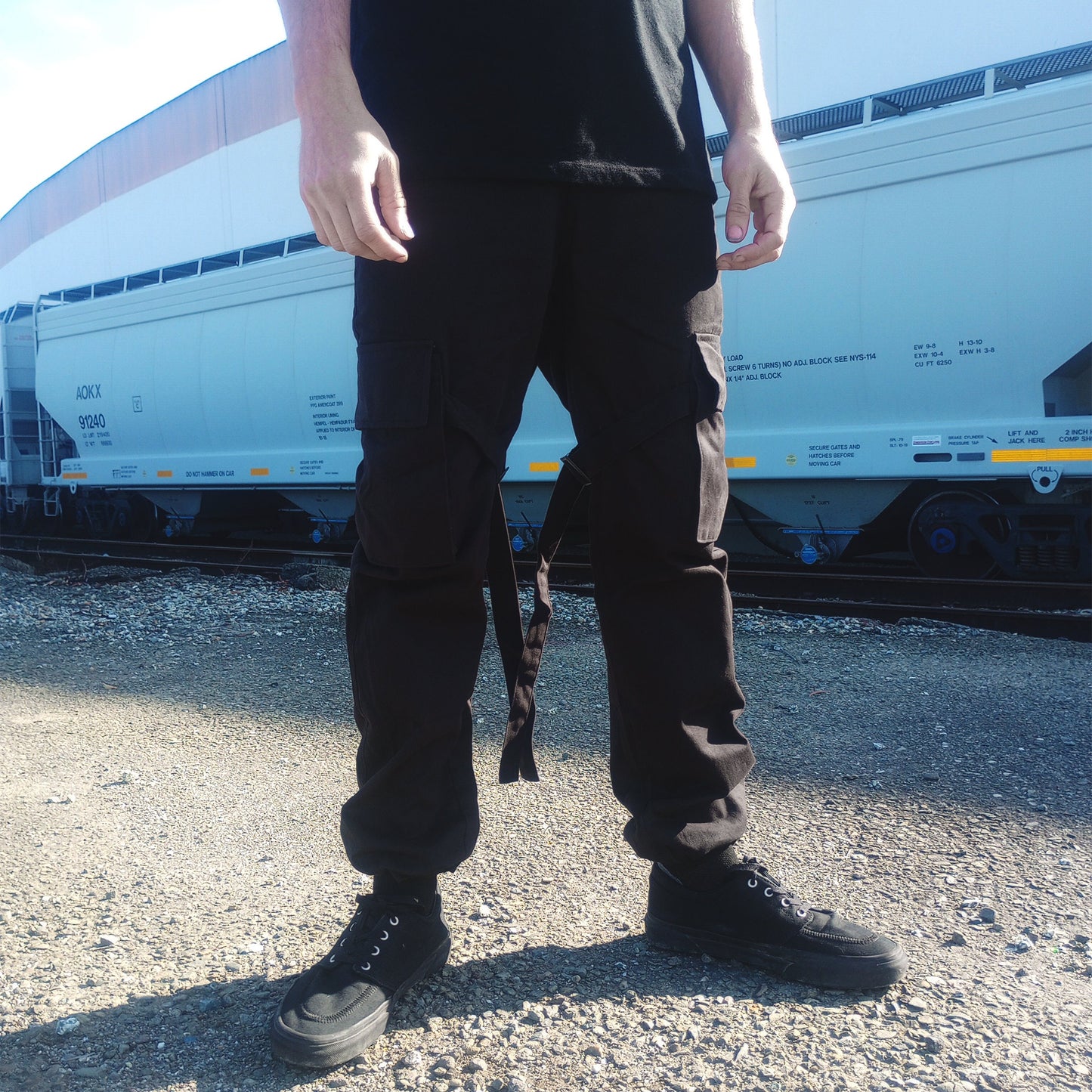 Black Cyberpunk Tech wear Cargo Pants Streetwear Joggers