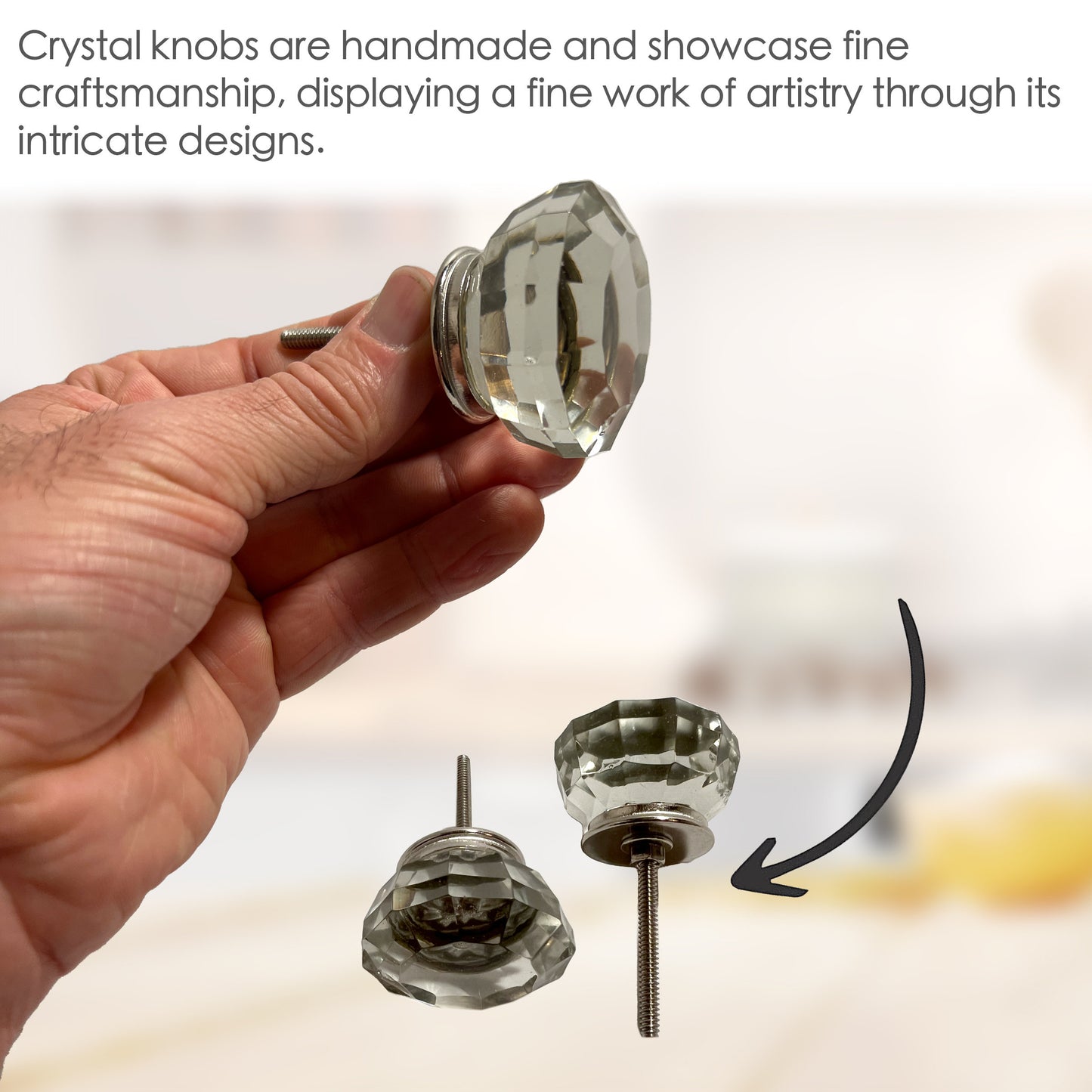 Glass Faceted Cabinet Knobs 6 Pack Knobs for Cabinets and Drawers, Closet Door Knobs, Drawer Pulls and Knobs with Mounting Screws