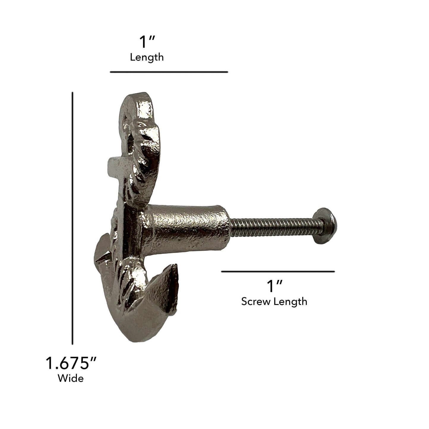 Cast Iron Anchor Silver Cabinet Knobs 6 Pack Knobs for Cabinets and Drawers, Closet Door Knobs, Drawer Pulls and Knobs with Mounting Screws