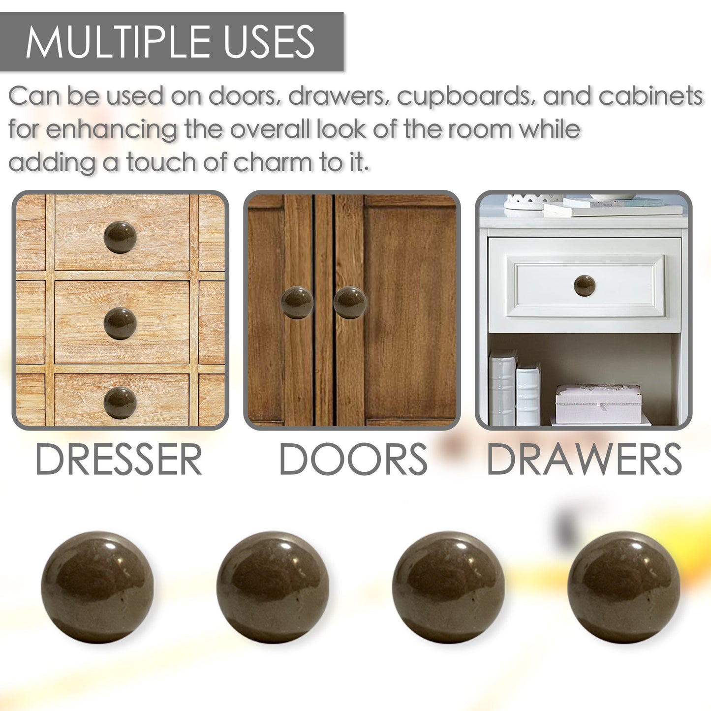 Ceramic Fancy Glaze Cabinet Knobs 6 Pack Knobs for Cabinets and Drawers, Closet Door Knobs, Drawer Pulls and Knobs with Mounting Screws