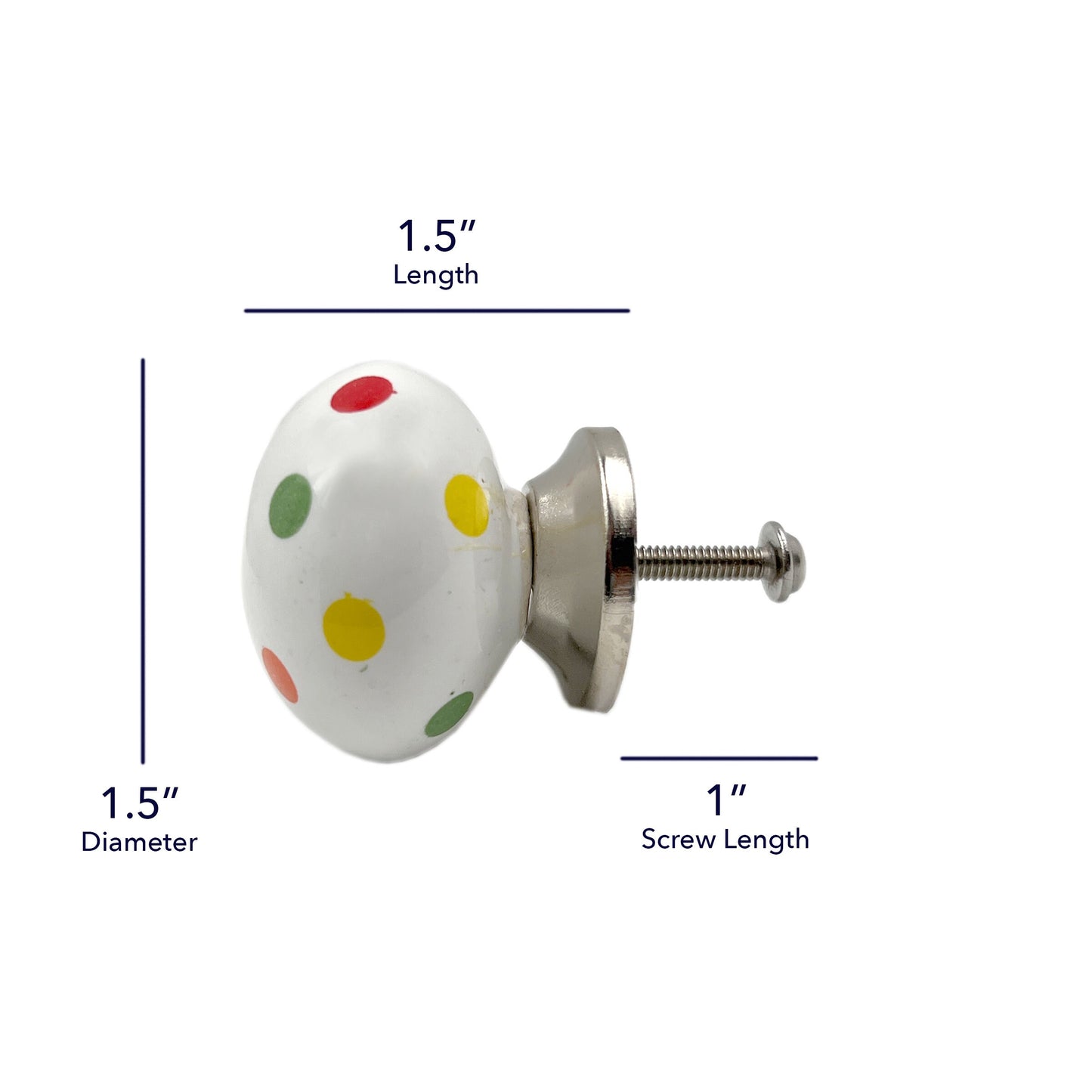 Ceramic Polka Dot Ball Cabinet Knobs 6 Pack Knobs for Cabinets and Drawers, Closet Door Knobs, Drawer Pulls and Knobs with Mounting Screws