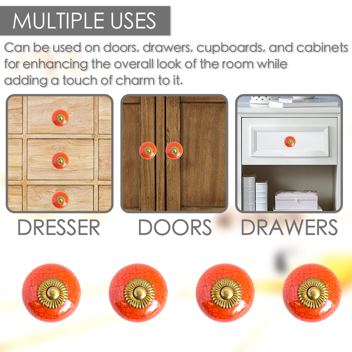 Ceramic Ball Cabinet Knobs 6 Pack Knobs for Cabinets and Drawers, Closet Door Knobs, Drawer Pulls and Knobs with Mounting Screws
