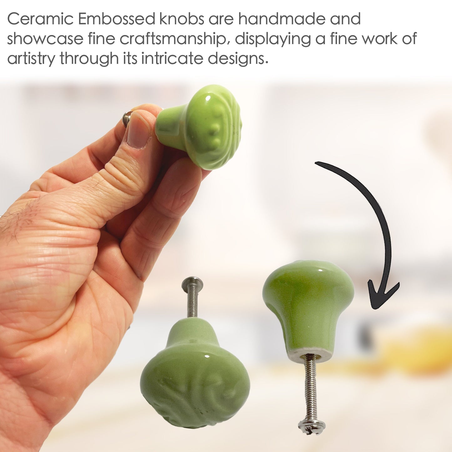 Ceramic Embossed Cabinet Knobs 6 Pack Knobs for Cabinets and Drawers, Closet Door Knobs, Drawer Pulls and Knobs with Mounting Screws