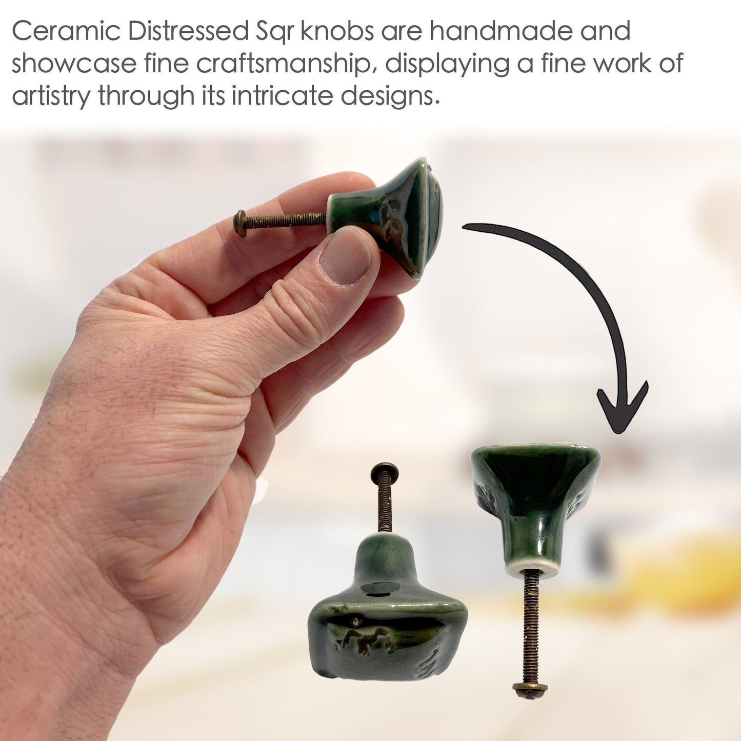 Ceramic Distressed Square Cabinet Knobs 6 Pack Knobs for Cabinets and Drawers,Closet Door Knobs, Drawer Pulls and Knobs with Mounting Screws
