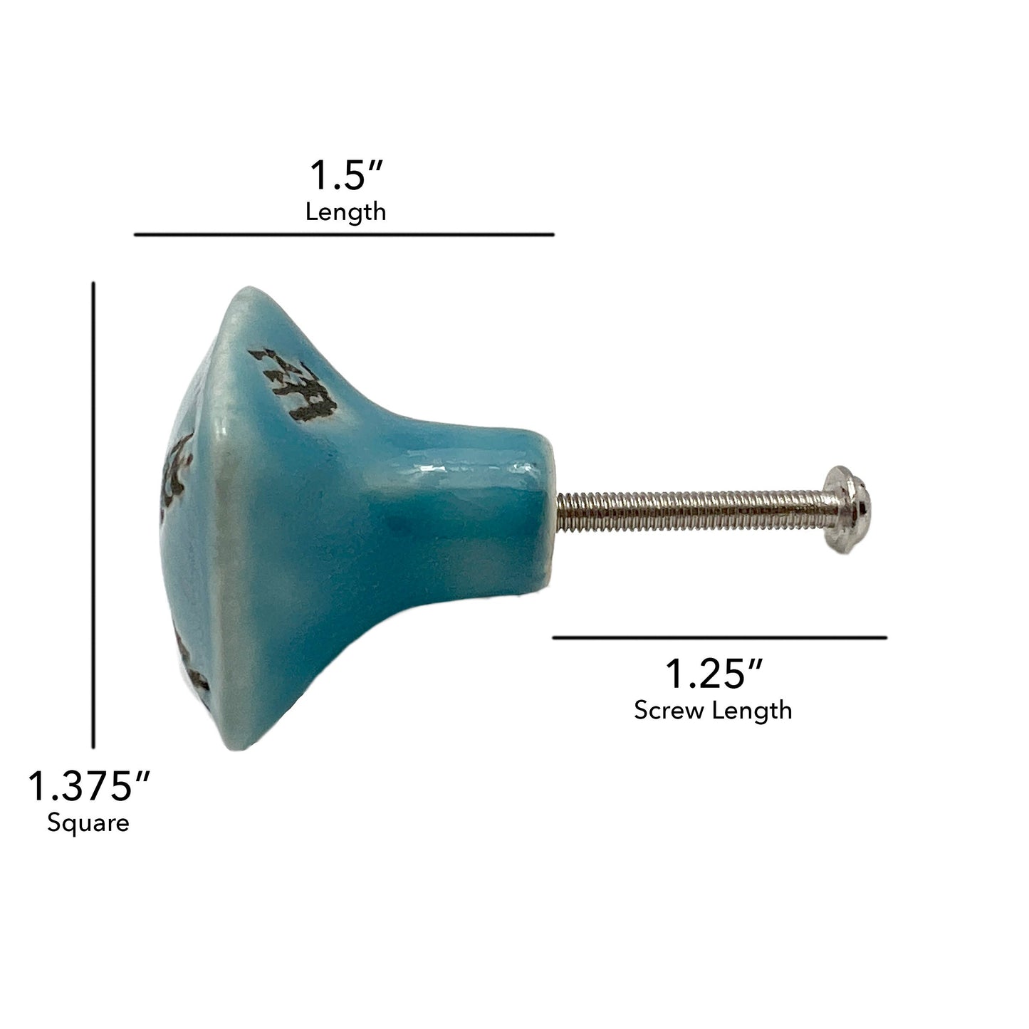 Ceramic Distressed Square Cabinet Knobs 6 Pack for Cabinets and Drawers, Closet Door Knobs, Drawer Pulls and Knobs with Mounting Screws