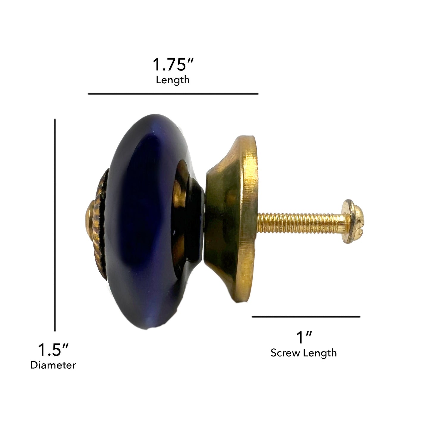 Ceramic Disk Cobalt Blue Cabinet Knobs 6 Pack Knobs for Cabinets and Drawers, Closet Door Knobs, Drawer Pulls and Knobs with Mounting Screws