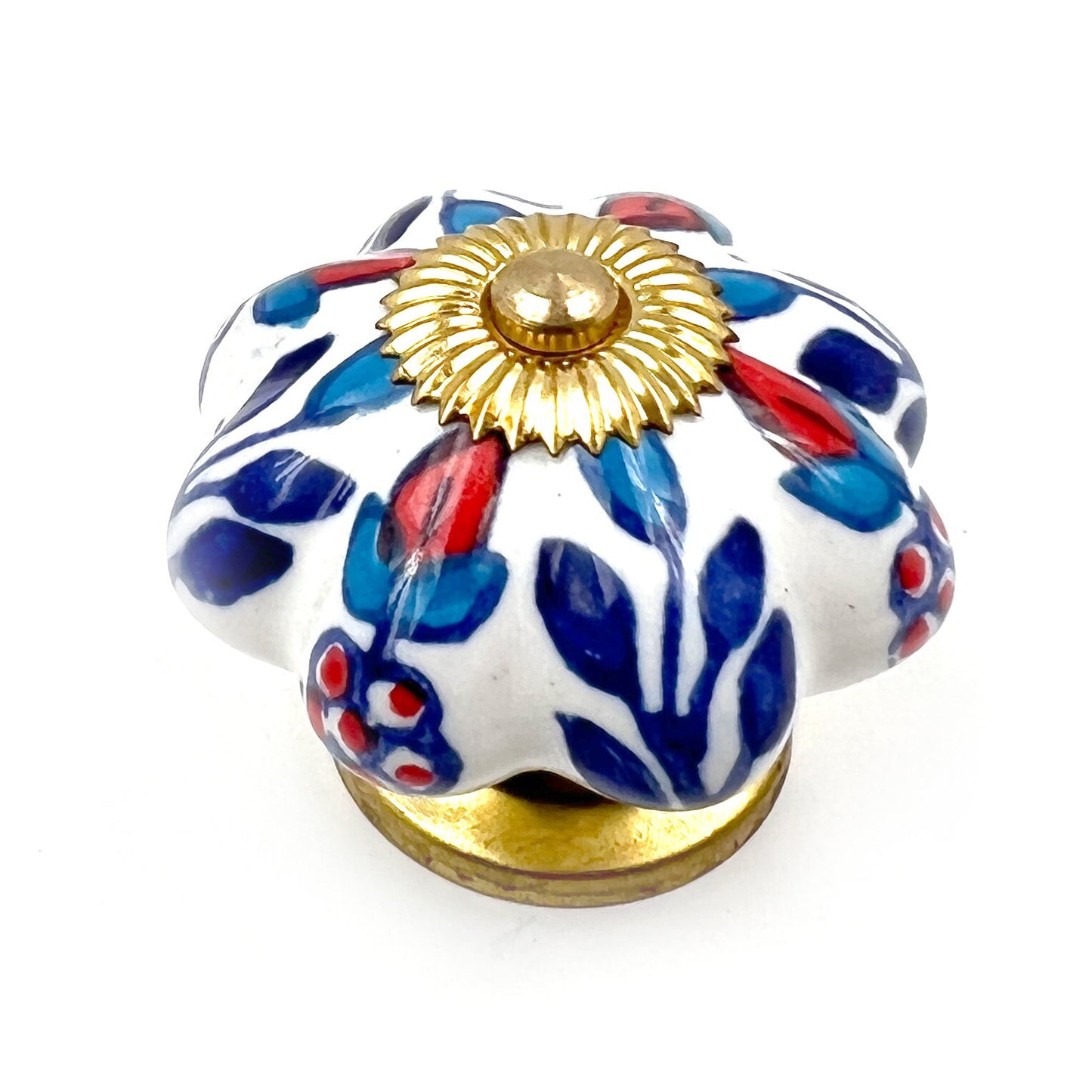 Ceramic Floral Scallop Cabinet Knobs 6 Pack Knobs for Cabinets and Drawers, Closet Door Knobs, Drawer Pulls and Knobs with Mounting Screws