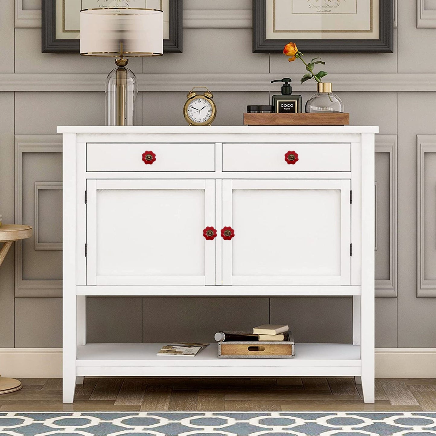 Ceramic Scallop Cabinet Knobs 6 Pack Knobs for Cabinets and Drawers, Closet Door Knobs, Drawer Pulls and Knobs with Mounting Screws
