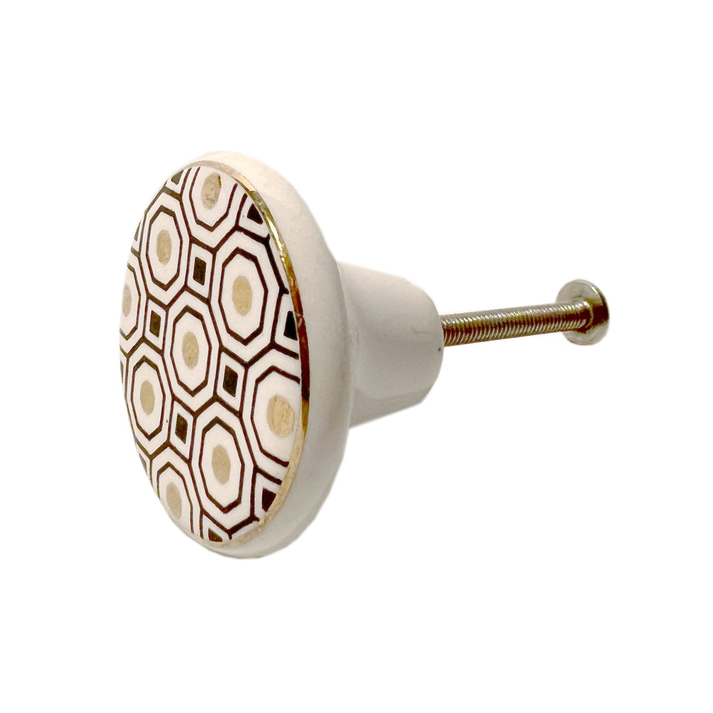Ceramic Metallic Foil Geometric Cabinet Knobs 6 Pack Knobs for Cabinets and Drawers, Closet Door Knobs, Drawer Knobs with Mounting Screws