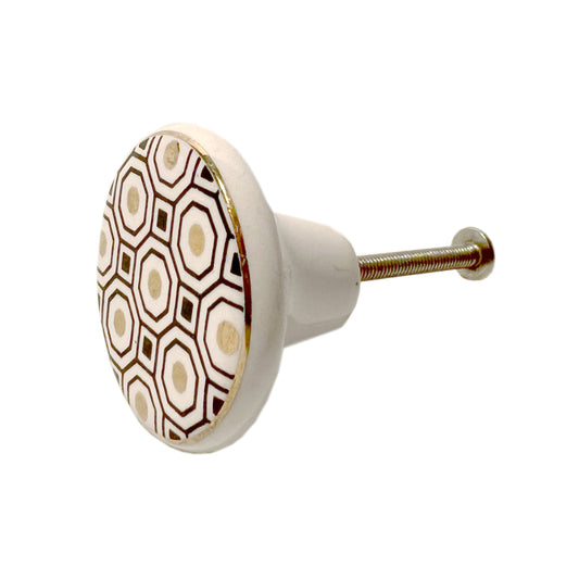 Ceramic Metallic Foil Geometric Cabinet Knobs 6 Pack Knobs for Cabinets and Drawers, Closet Door Knobs, Drawer Knobs with Mounting Screws