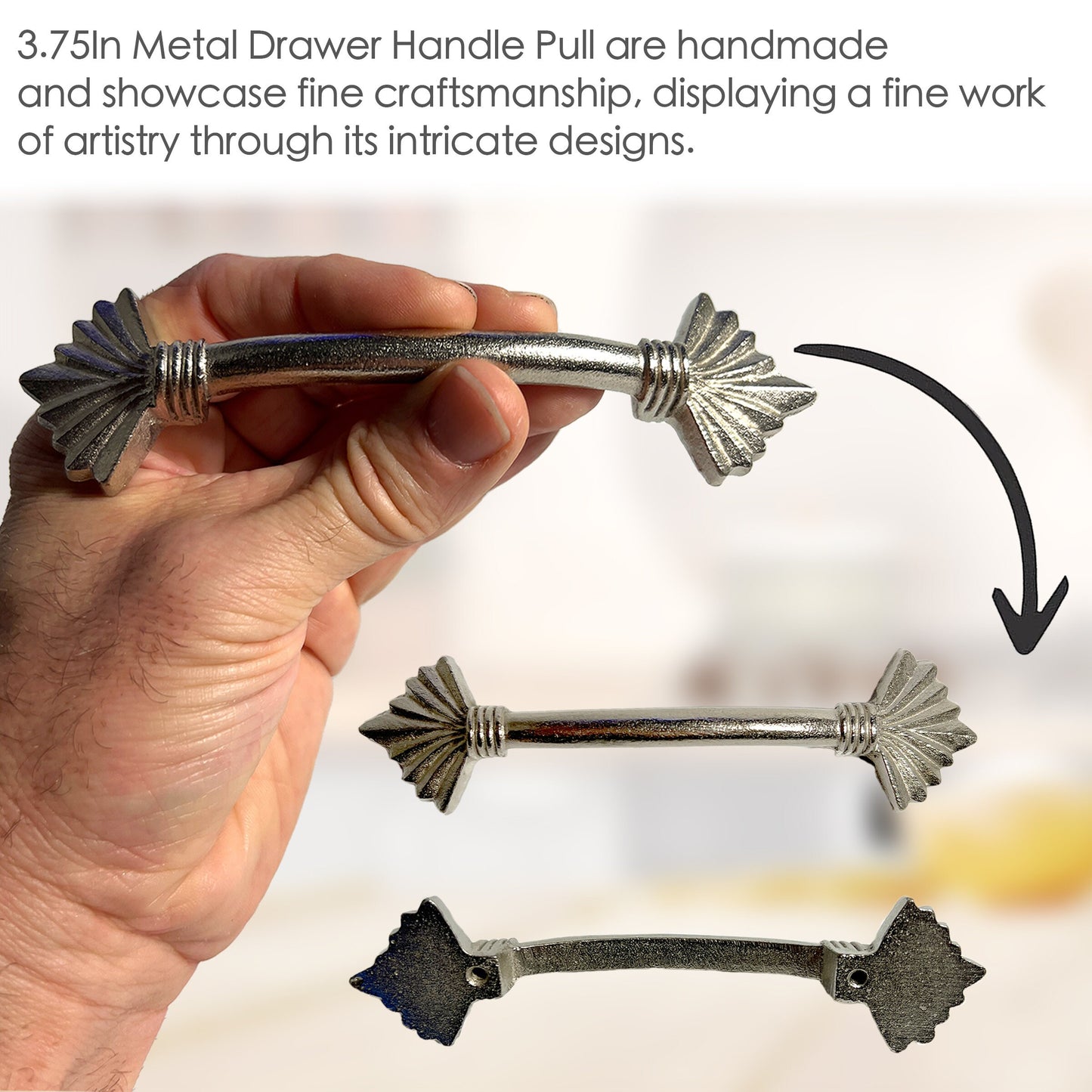 3.5 In Metal Drawer Handle Pull Nickel Set of 6, Kitchen Cabinet Knobs Dresser Knobs Drawer Knobs Handles