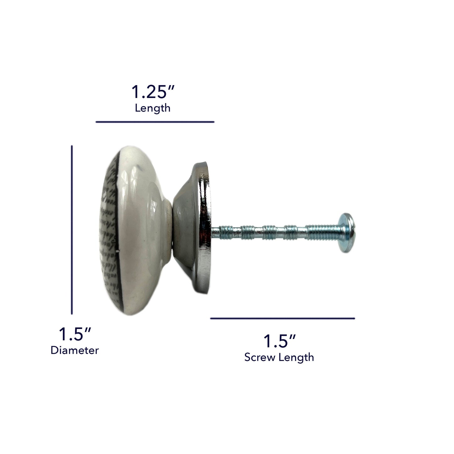 Ceramic Script Cabinet Knobs 6 Pack Knobs for Cabinets and Drawers, Closet Door Knobs, Drawer Pulls and Knobs with Mounting Screws