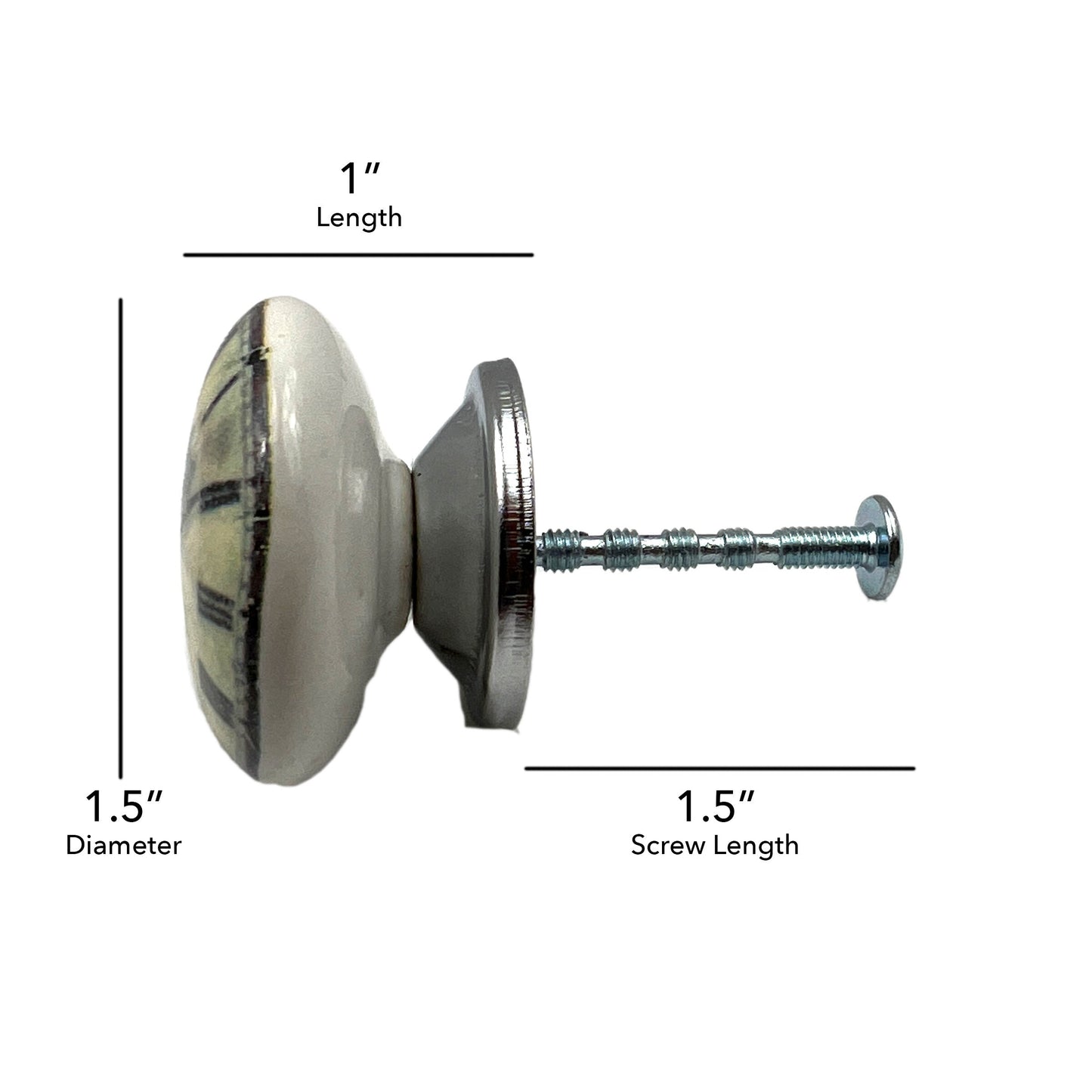 Ceramic Clock Face Cabinet Knobs 6 Pack Knobs for Cabinets and Drawers, Closet Door Knobs, Drawer Pulls and Knobs with Mounting Screws