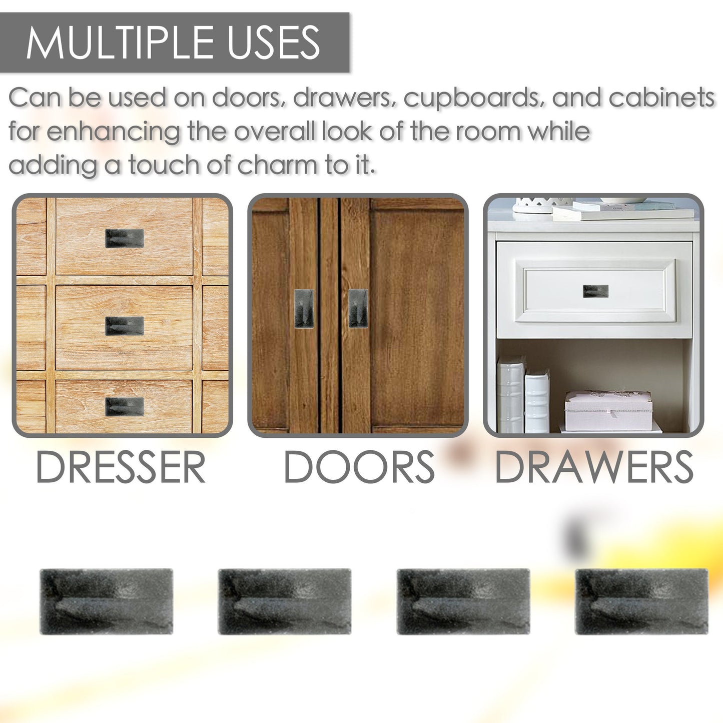 Stone Brick Cabinet Knobs 6 Pack Knobs for Cabinets and Drawers, Closet Door Knobs, Drawer Pulls and Knobs with Mounting Screws (Grey)