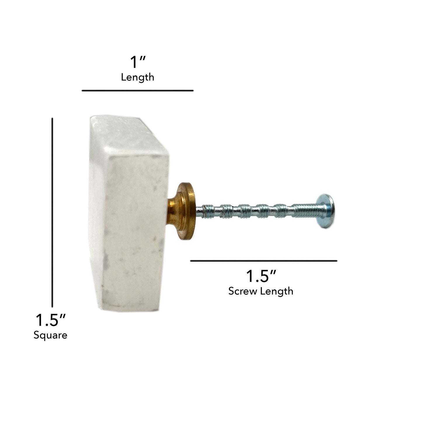 Stone Square Cabinet Knobs 6 Pack Knobs for Cabinets and Drawers, Closet Door Knobs, Drawer Pulls and Knobs with Mounting Screws (White)