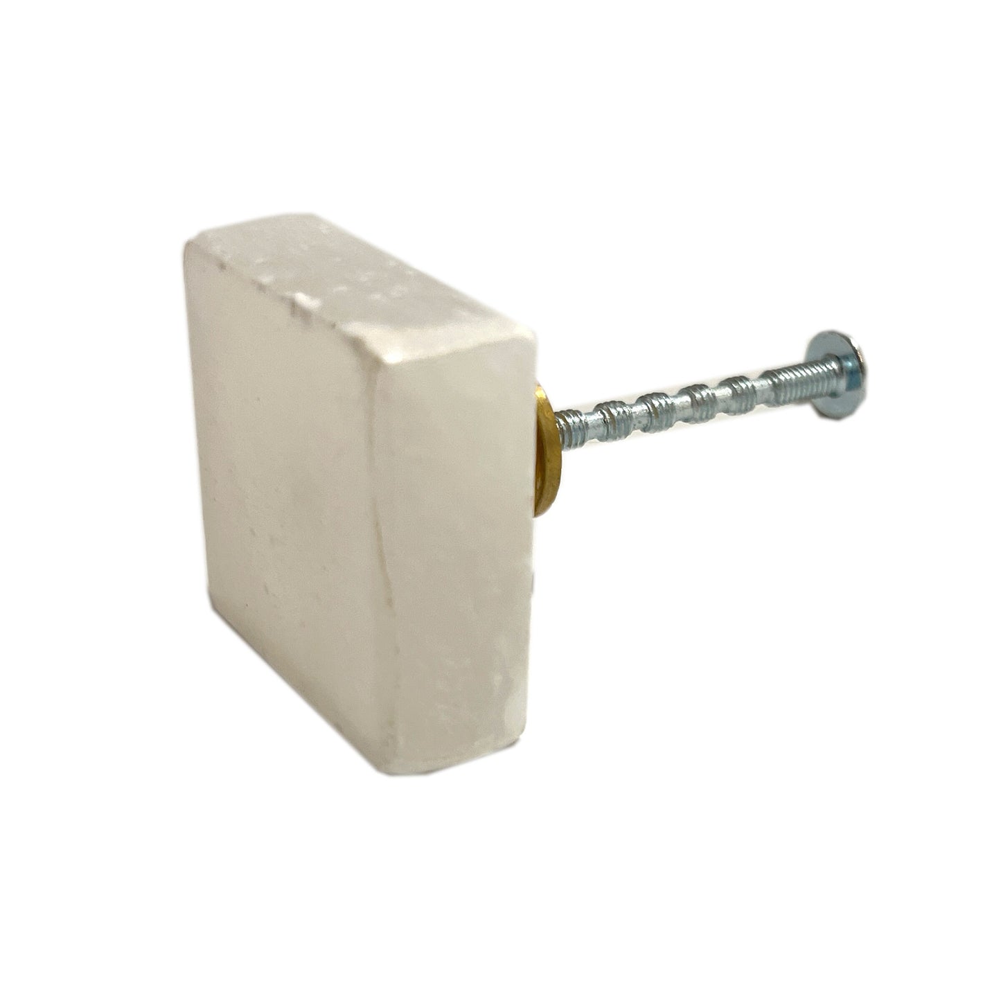 Stone Square Cabinet Knobs 6 Pack Knobs for Cabinets and Drawers, Closet Door Knobs, Drawer Pulls and Knobs with Mounting Screws (White)
