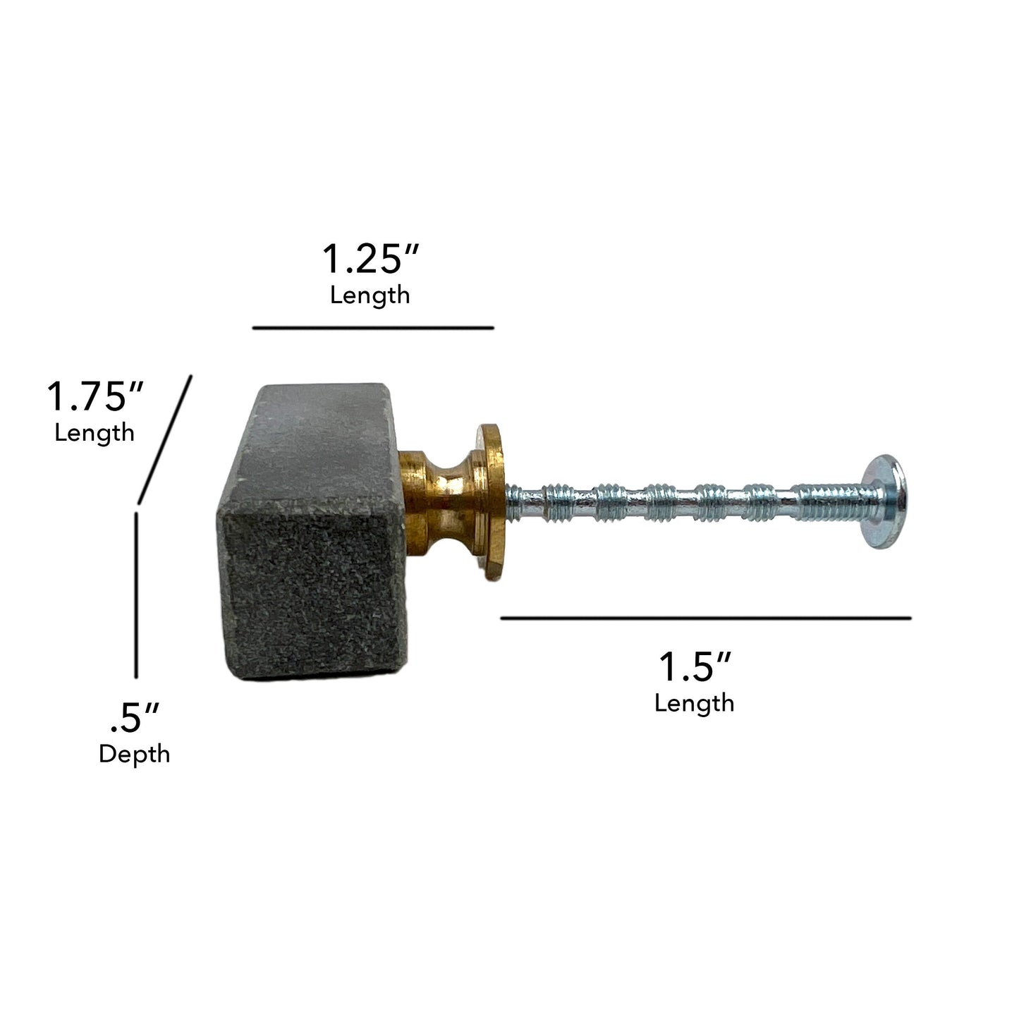 Stone Rectangle Cabinet Knobs 6 Pack Knobs for Cabinets and Drawers, Closet Door Knobs, Drawer Pulls and Knobs with Mounting Screws (Gray)