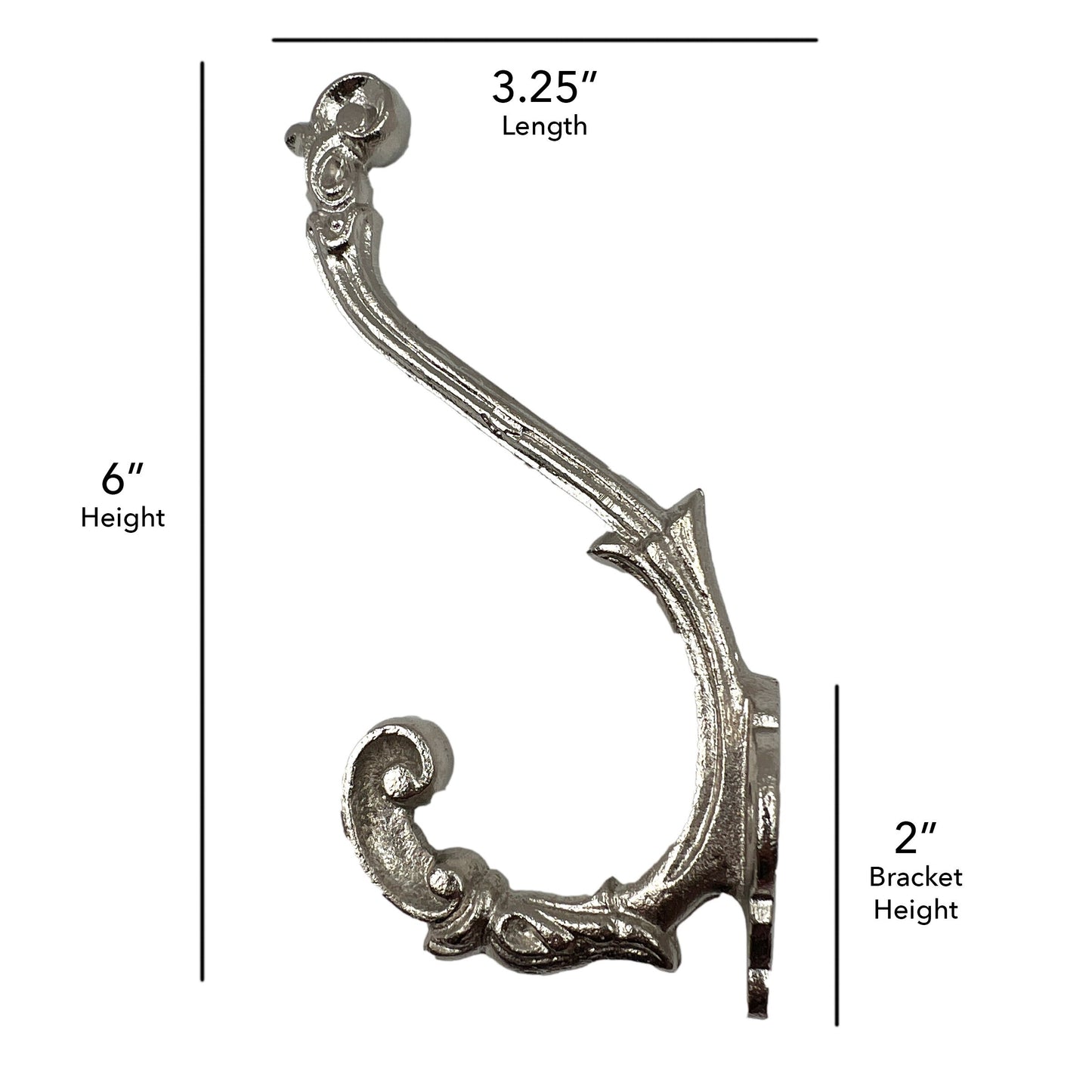 Metal Baroque Wall Hook Nickel Set of 6 , Kitchen Cabinet Knobs Dresser Knobs Drawer Knobs Handles