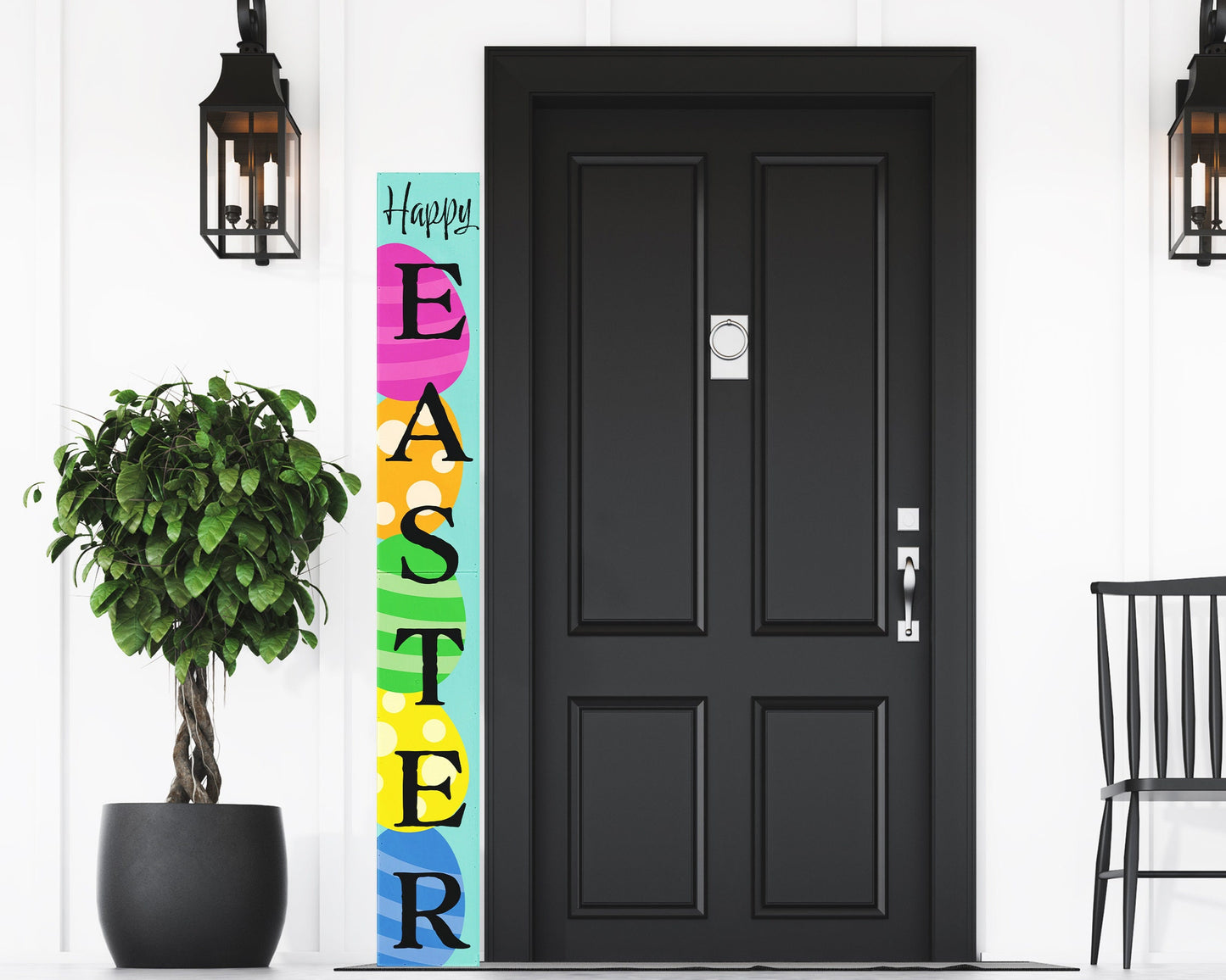 72in Happy Easter Porch Sign - Easter Decor Sign, Home Front Door Yard Party Decor, Folding Sign, Turquoise, Farmhouse Party Decor