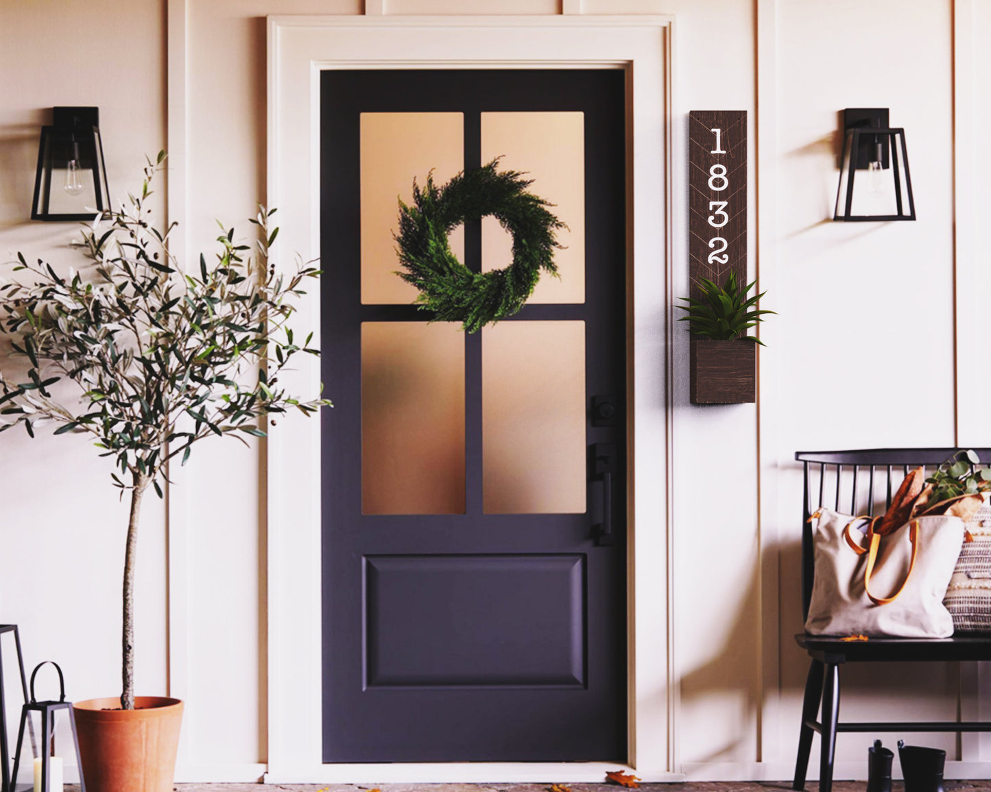 Wall Planter Outside, Address Sign For House, House Number Sign, Porch Planter, Holiday Planter, Succulent Planter, Address Plaque Planter