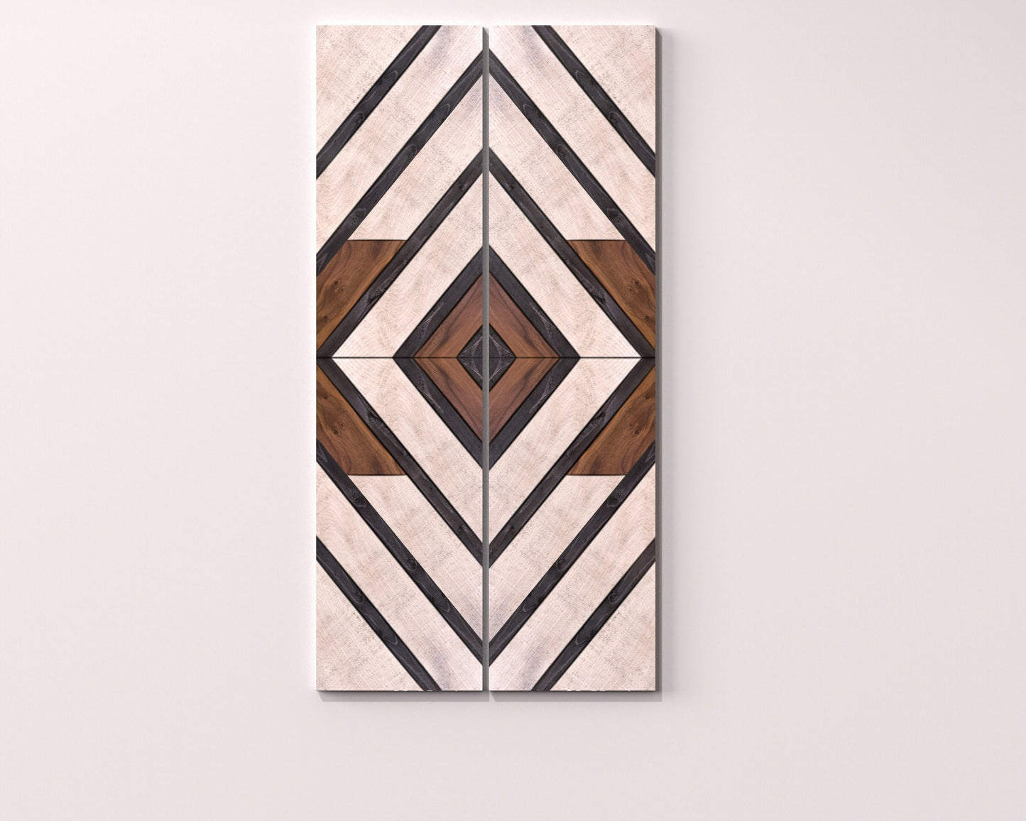 Farmhouse Home Decor Wooden Art Diamond Sign, Wood Geometric Wall Hanging Boho Wall Art Prints on Wood for Apartment Bedroom Living Room