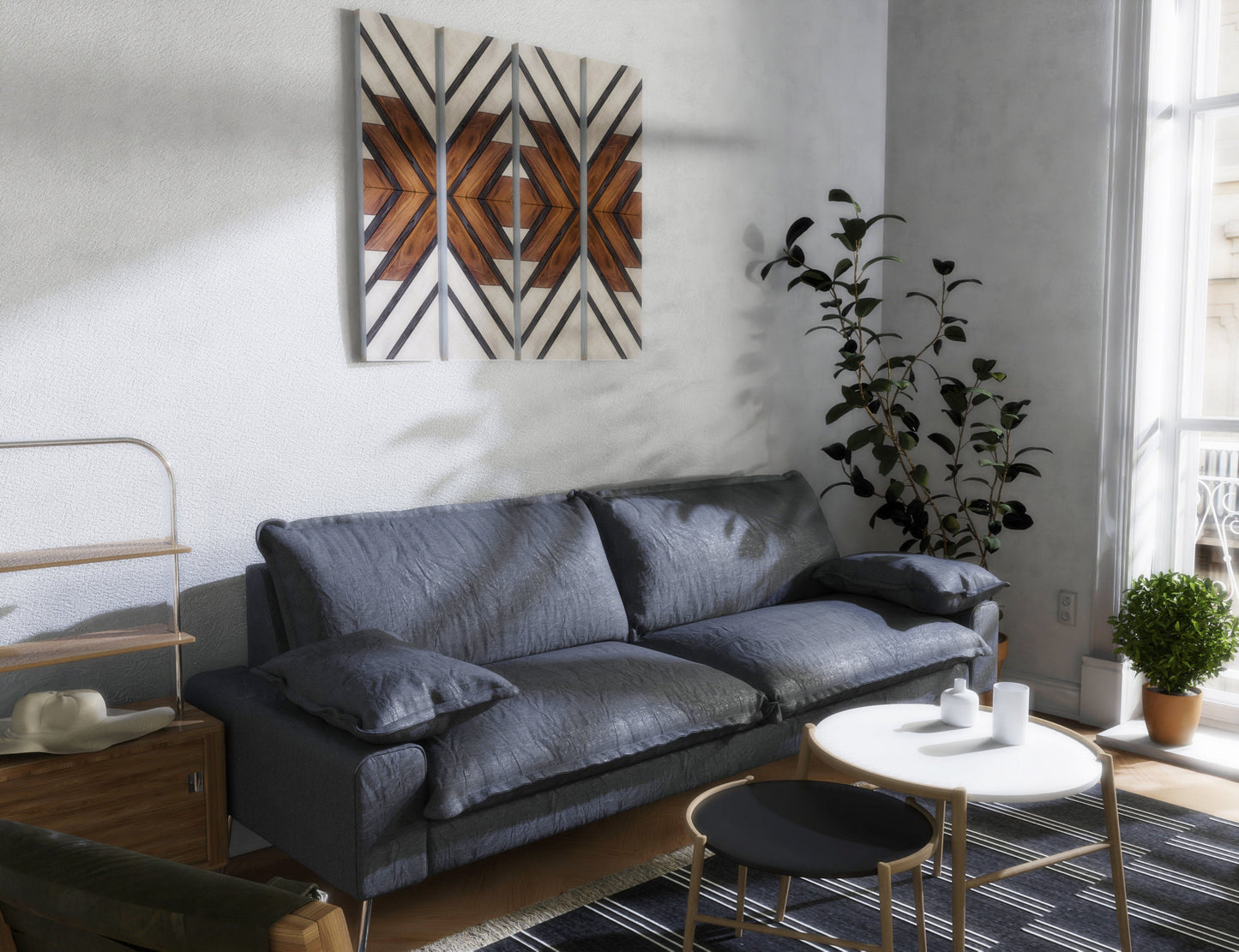 36in Wall Decor Wooden Art - Geometric Pattern Wood Wall Hanging, Boho Wall Art Prints for Apartment, Bedroom, Living Room