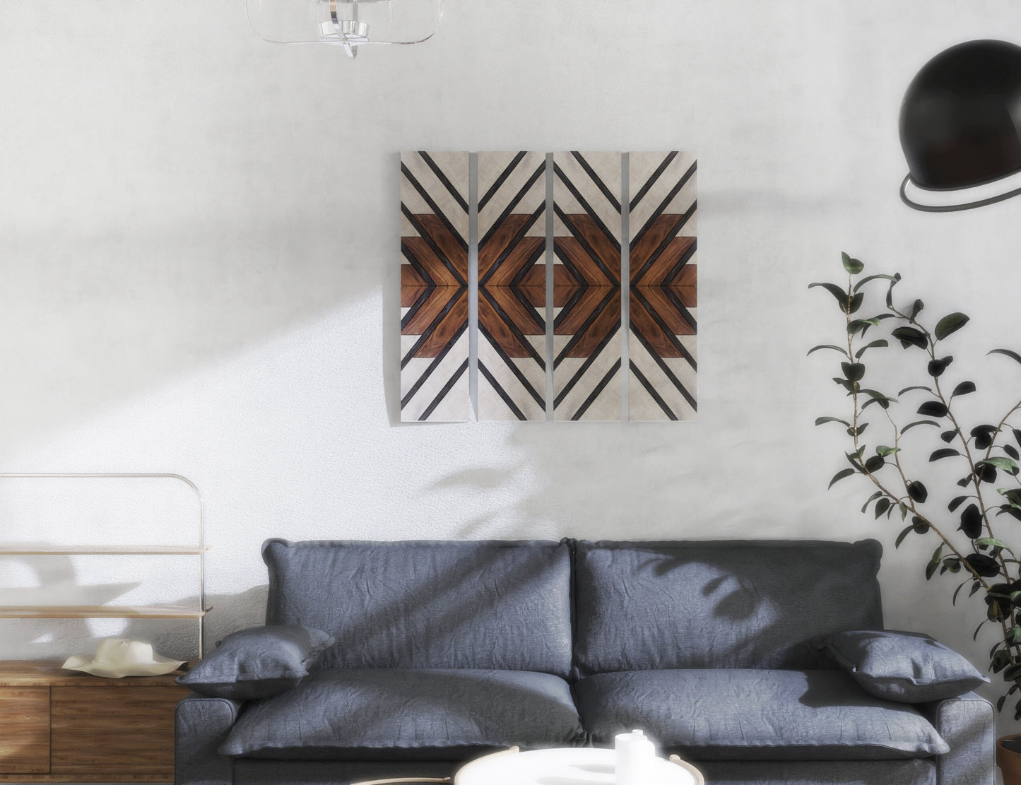 36in Wall Decor Wooden Art - Geometric Pattern Wood Wall Hanging, Boho Wall Art Prints for Apartment, Bedroom, Living Room