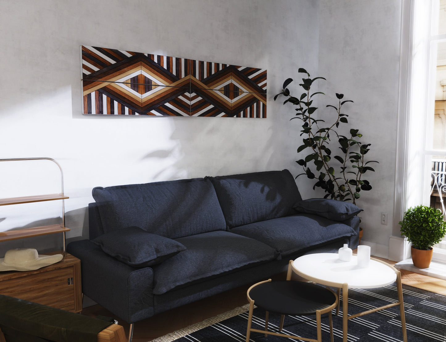 36in Wall Decor Wooden Art Geometric Pattern Wood Wall Hanging, Boho Wall Art Prints for Apartment, Bedroom, Living Room