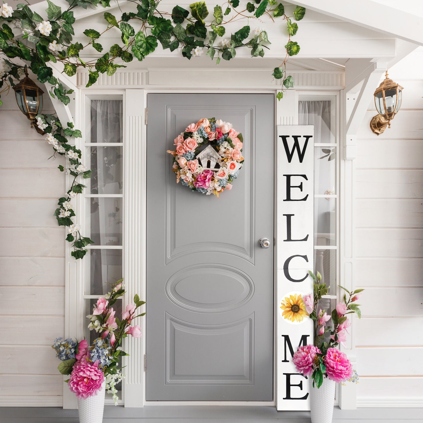 72in Welcome Porch Sign with Sunflower Fun Door Sign