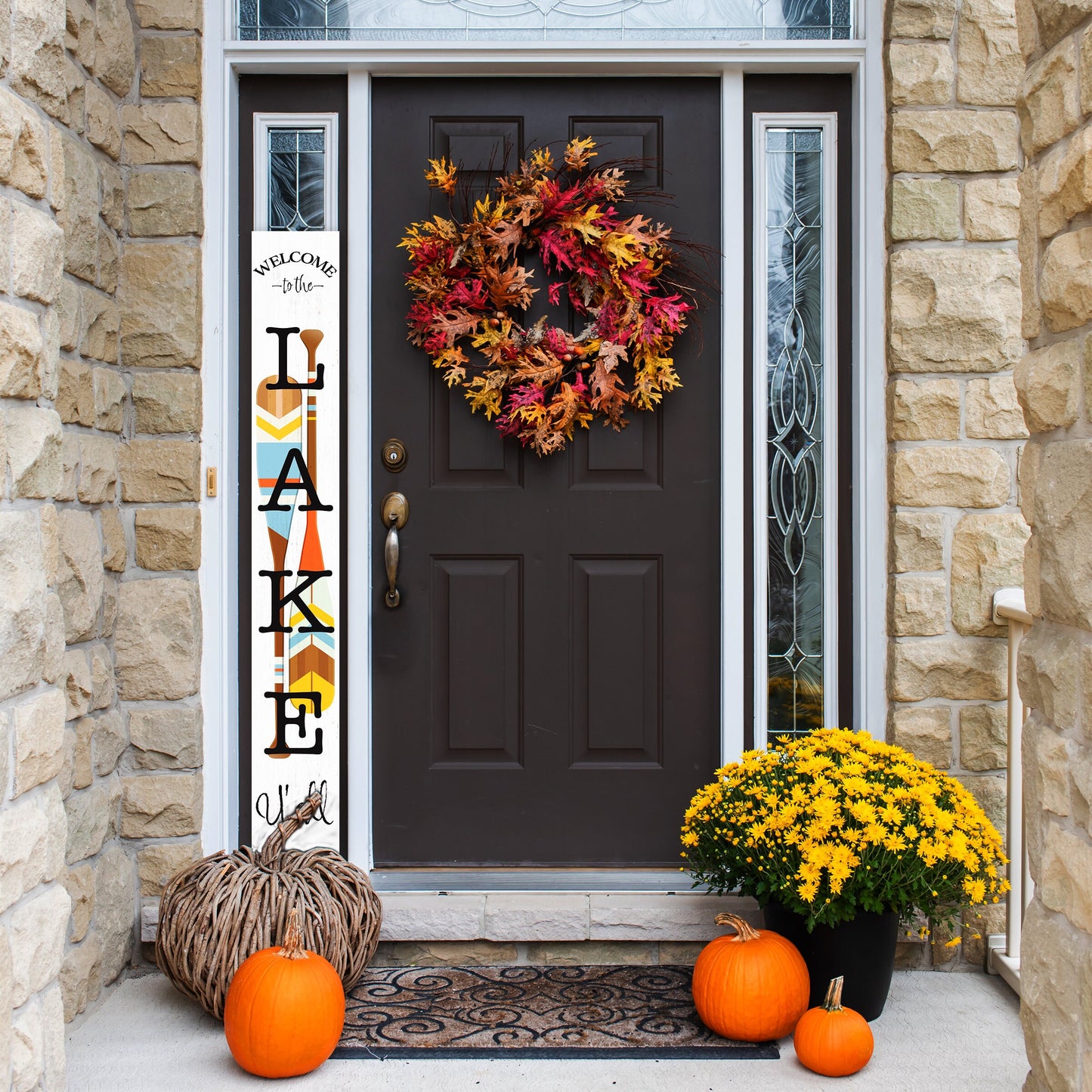 72In Welcome To The Lake Wooden Porch Sign,Summer Rustic Porch Sign For Porch/Patio