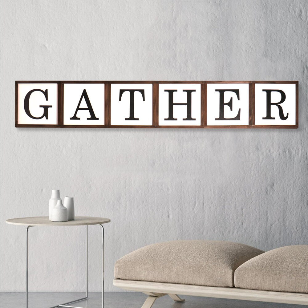 Family/Gather Reversible Wall Sign | Double Sided Wall Dcor For Home