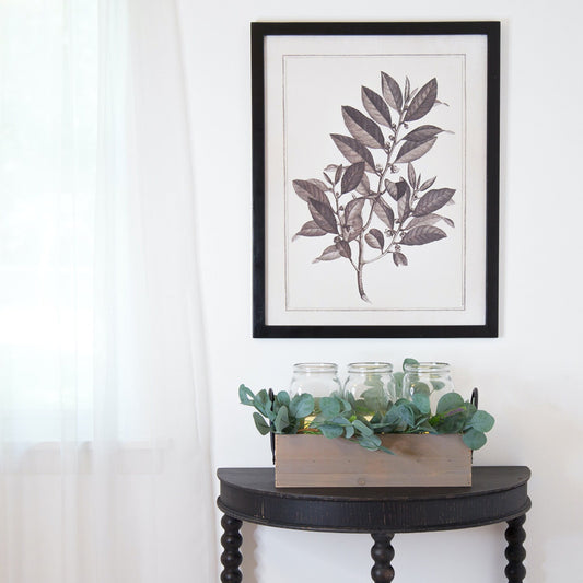 LED Wooden Box Centerpiece with Greenery, Mason Jar Centerpiece, Farmhouse Arrangement for Home, Wedding, Birthday