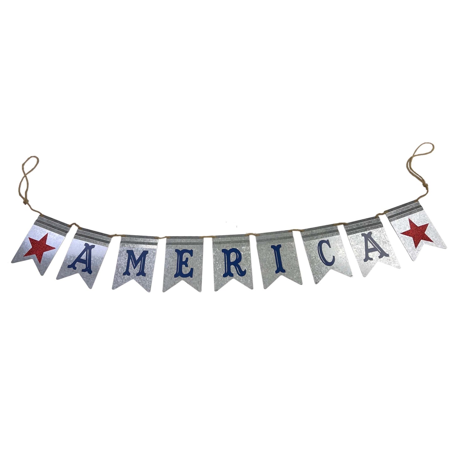 America Metal Hanging Banner Patriotic American Flag Wall Decor for 4th of July Holidays