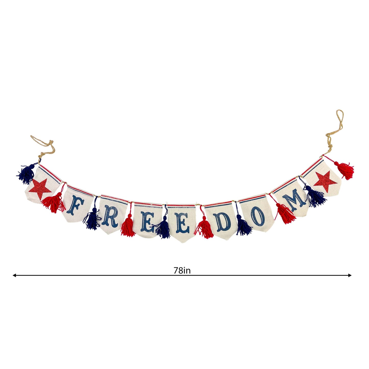 Freedom Hanging Banner Patriotic American Flag Wall Decor for 4th of July Holidays