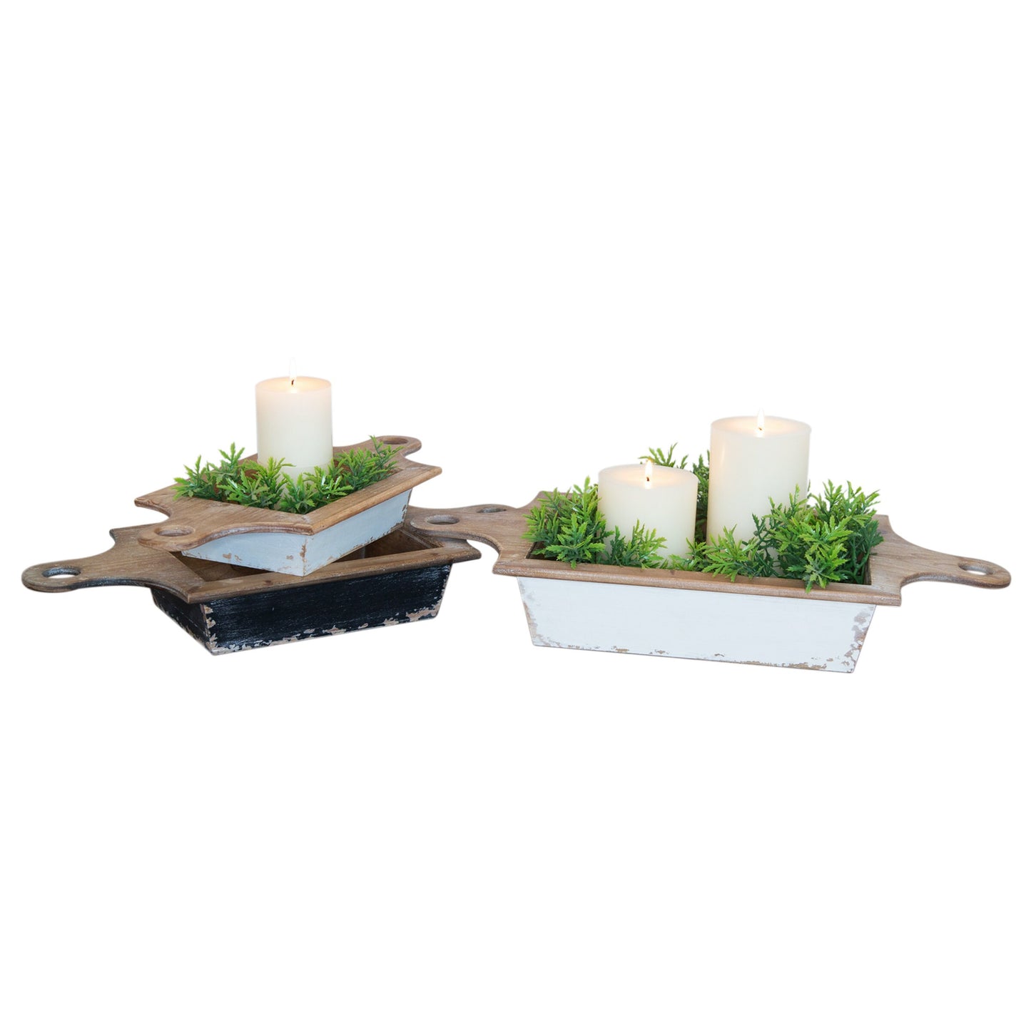 Set of 3 Wood Bowls with Handles